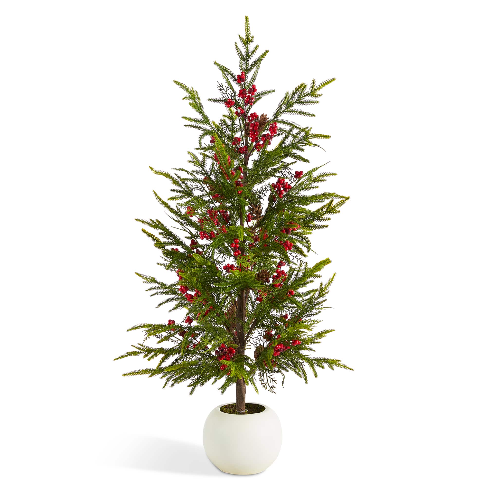 Glitzhome&#xAE; 37.5&#x22;H Chirstmas Greenery Pine Porch Tree with Berries