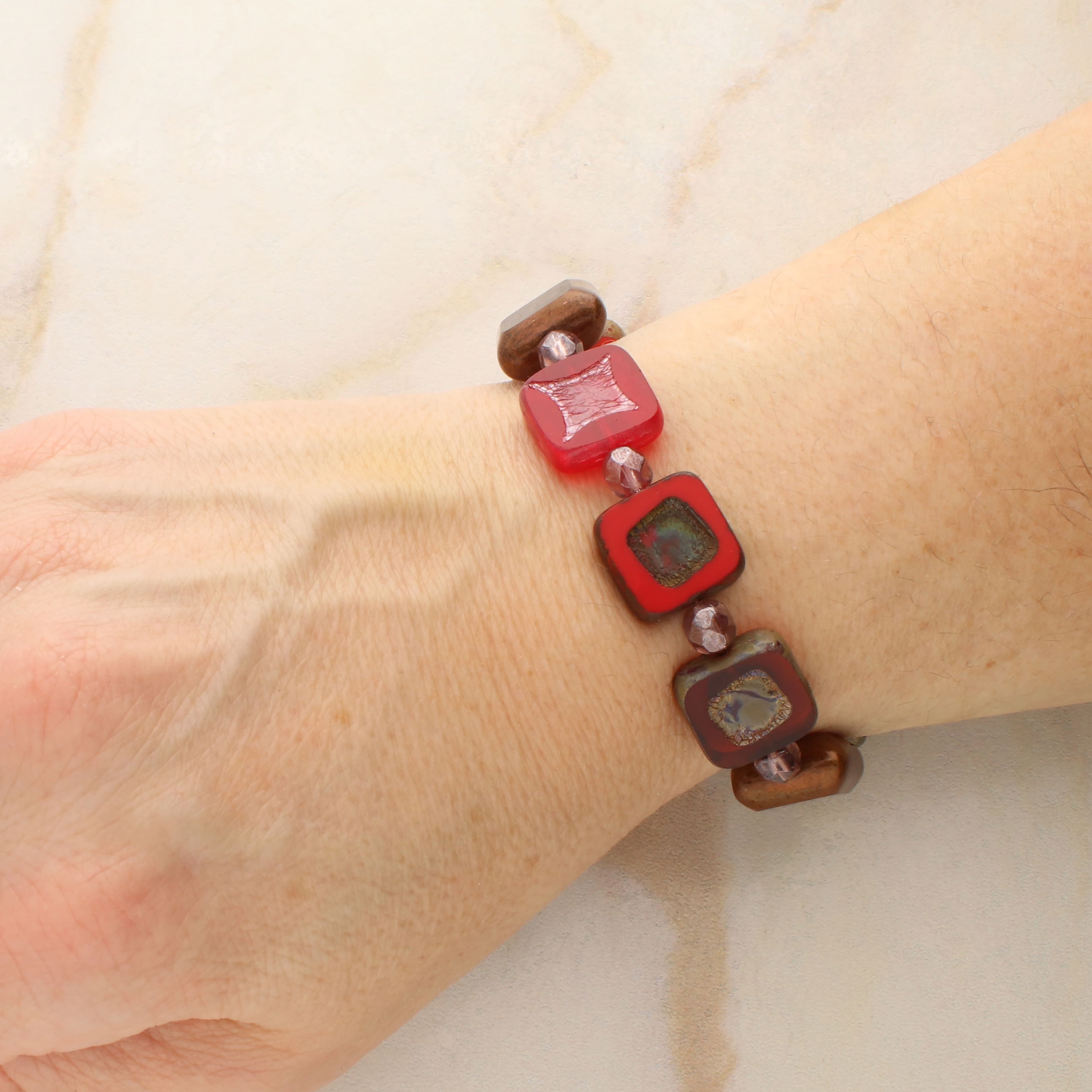 6 Packs: 17 ct. (102 total) Red Squares Czech Glass Bead Mix by Bead Landing™