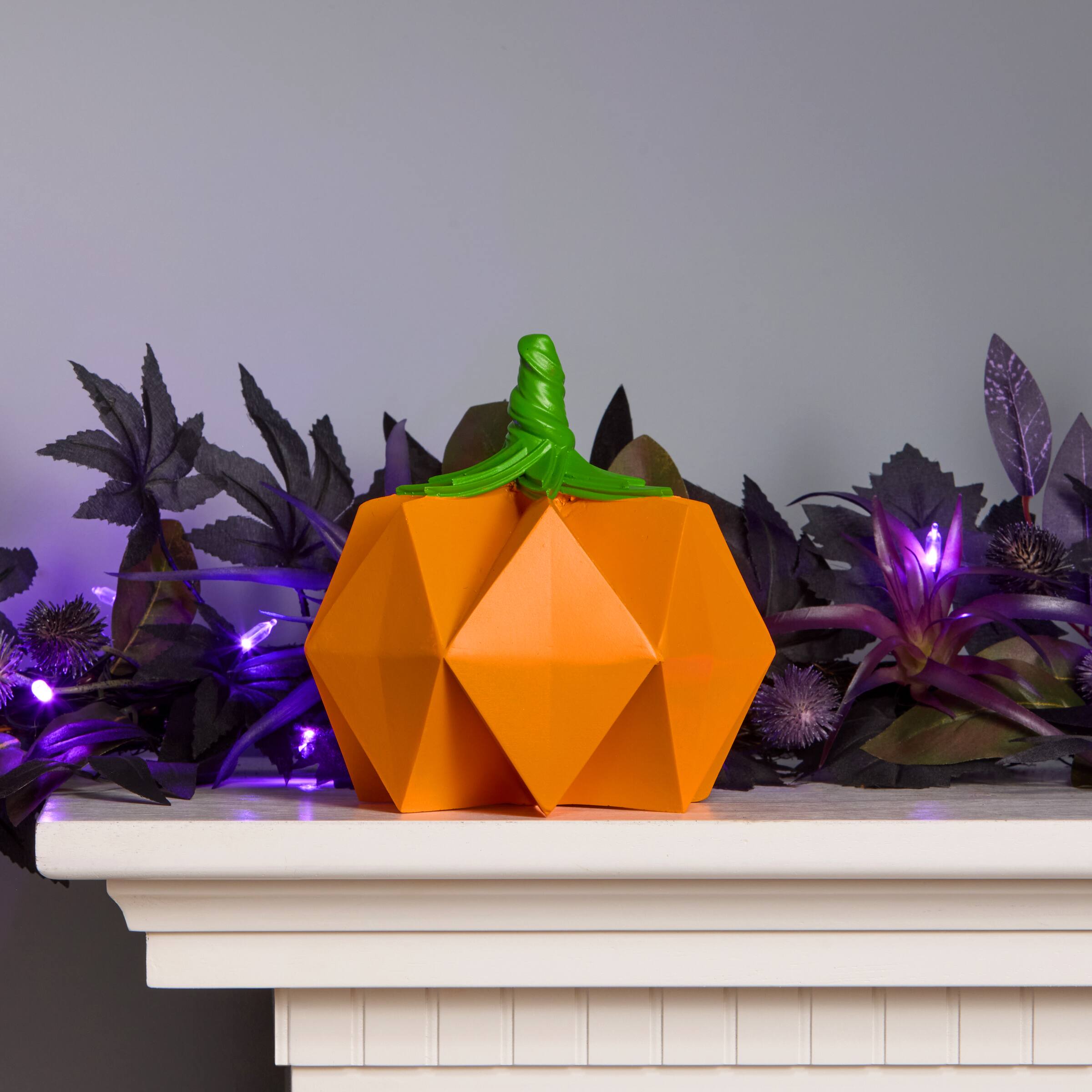 6&#x22; Orange Origami Pumpkin Tabletop Figurine