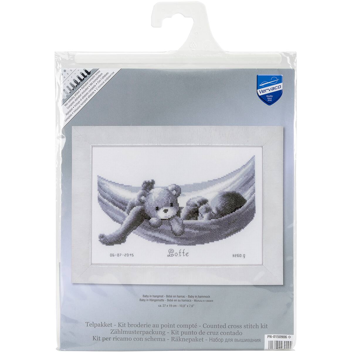 Vervaco Baby in Hammock Birth Record Counted Cross Stitch Kit