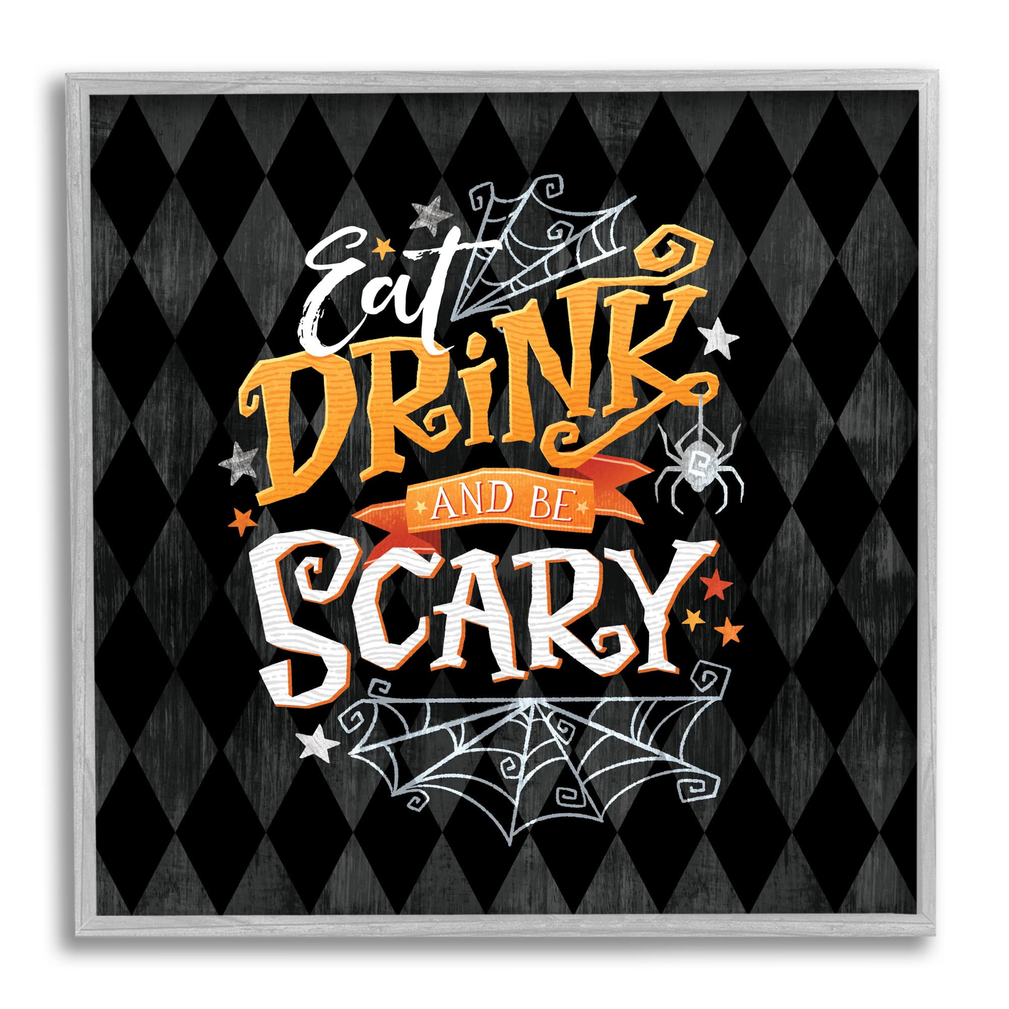 Stupell Industries Eat Drink Be Scary Halloween Pattern Framed Giclee Art