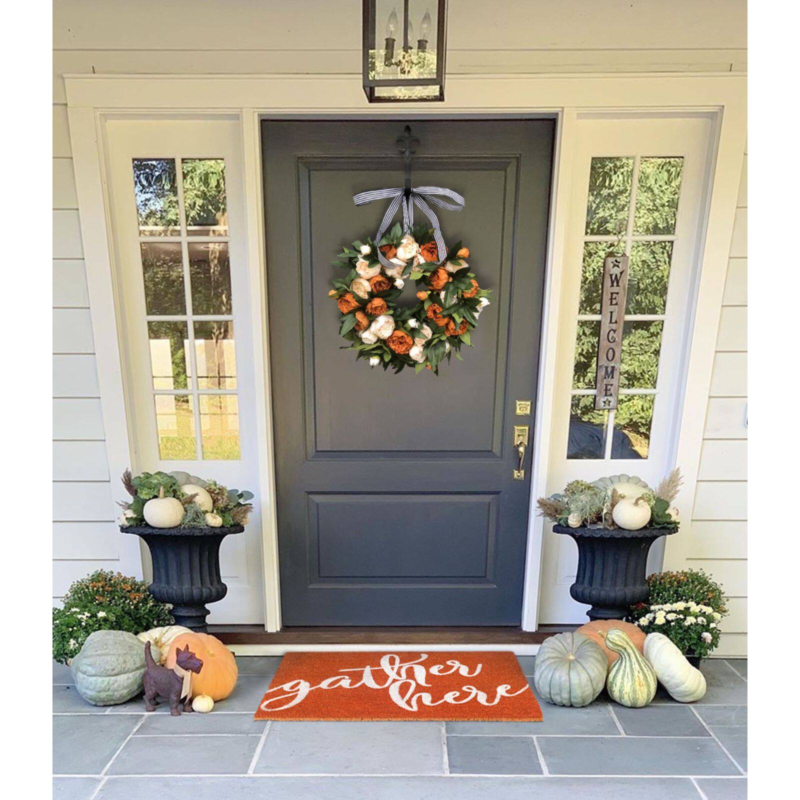 RugSmith White Machine Tufted Gather Here Doormat