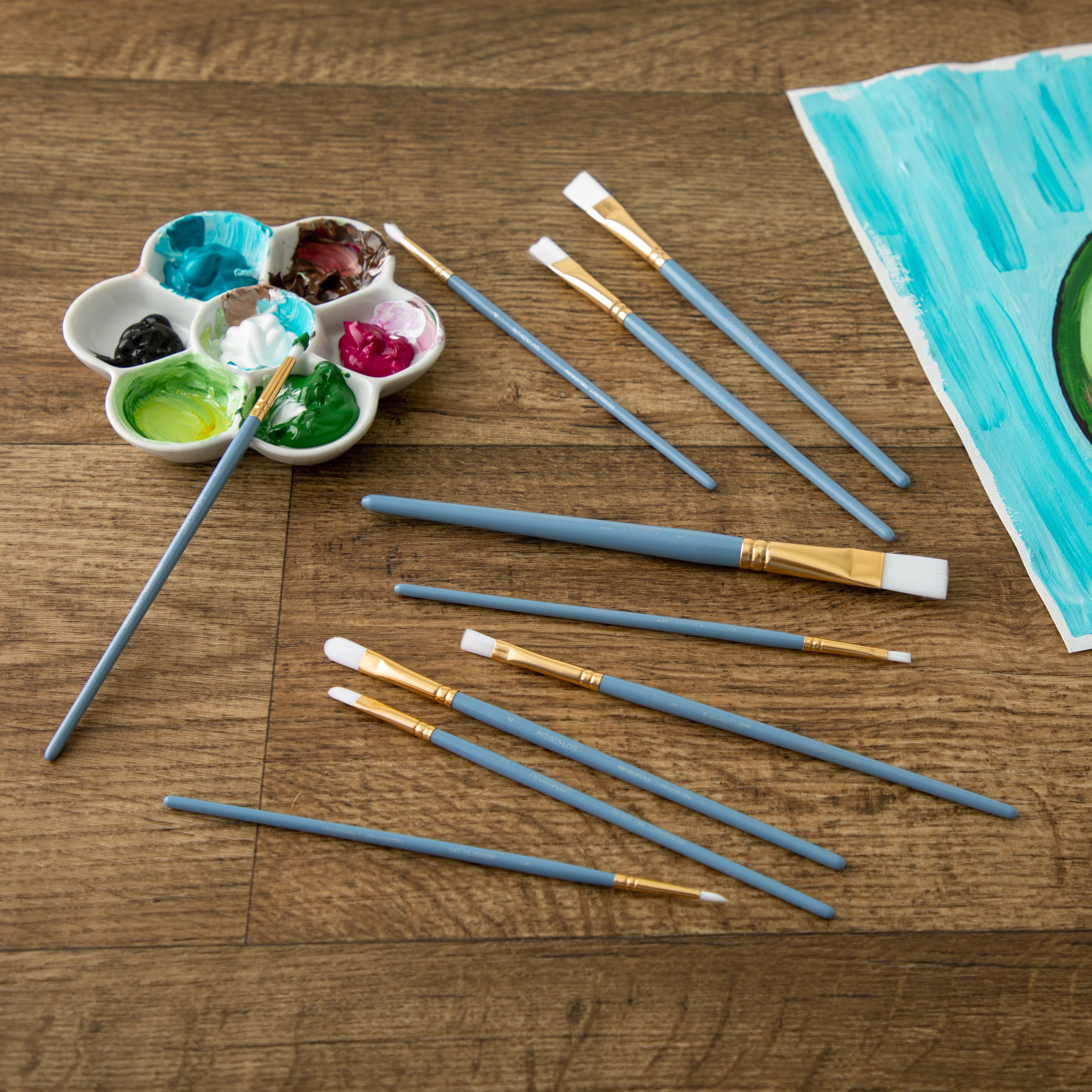 Brown Synthetic Flat & Round Brushes by Artist's Loft®  Necessities™