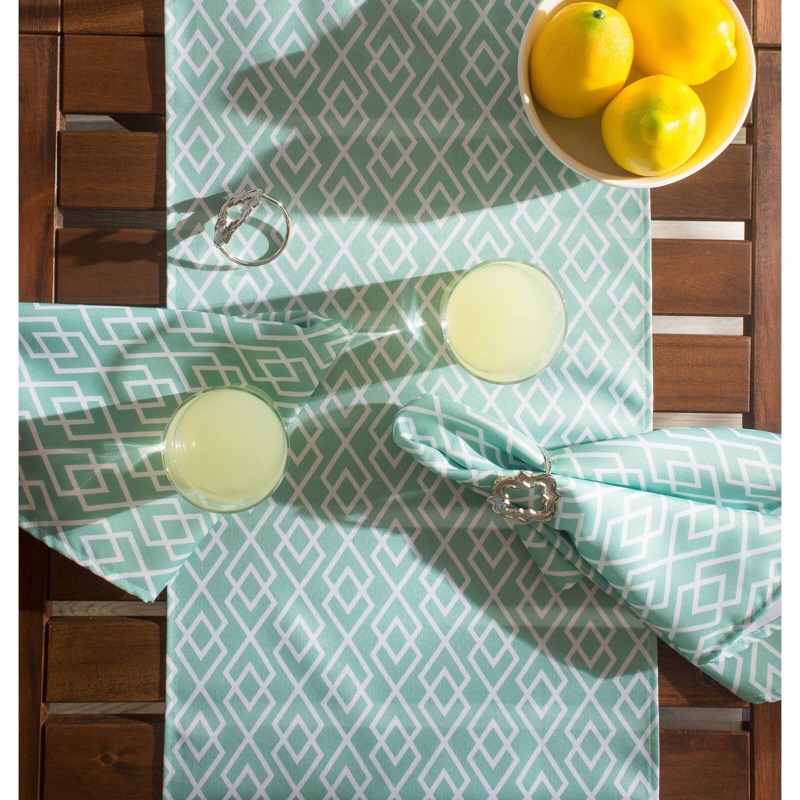 Aqua Diamond Outdoor Table Runner 14" x 72"