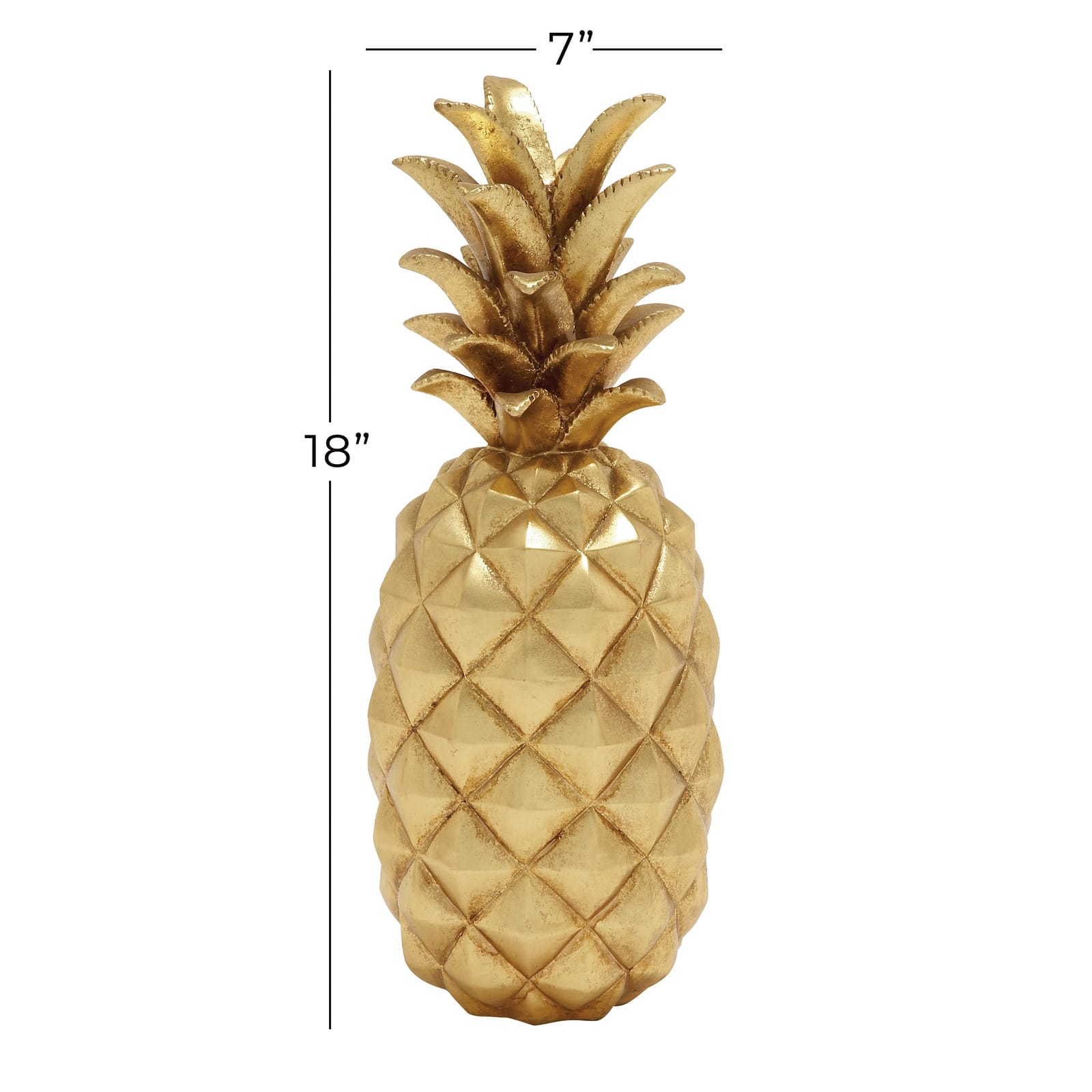 Gold Polystone Traditional Decorative Pineapple , 18" x 7" x 7"