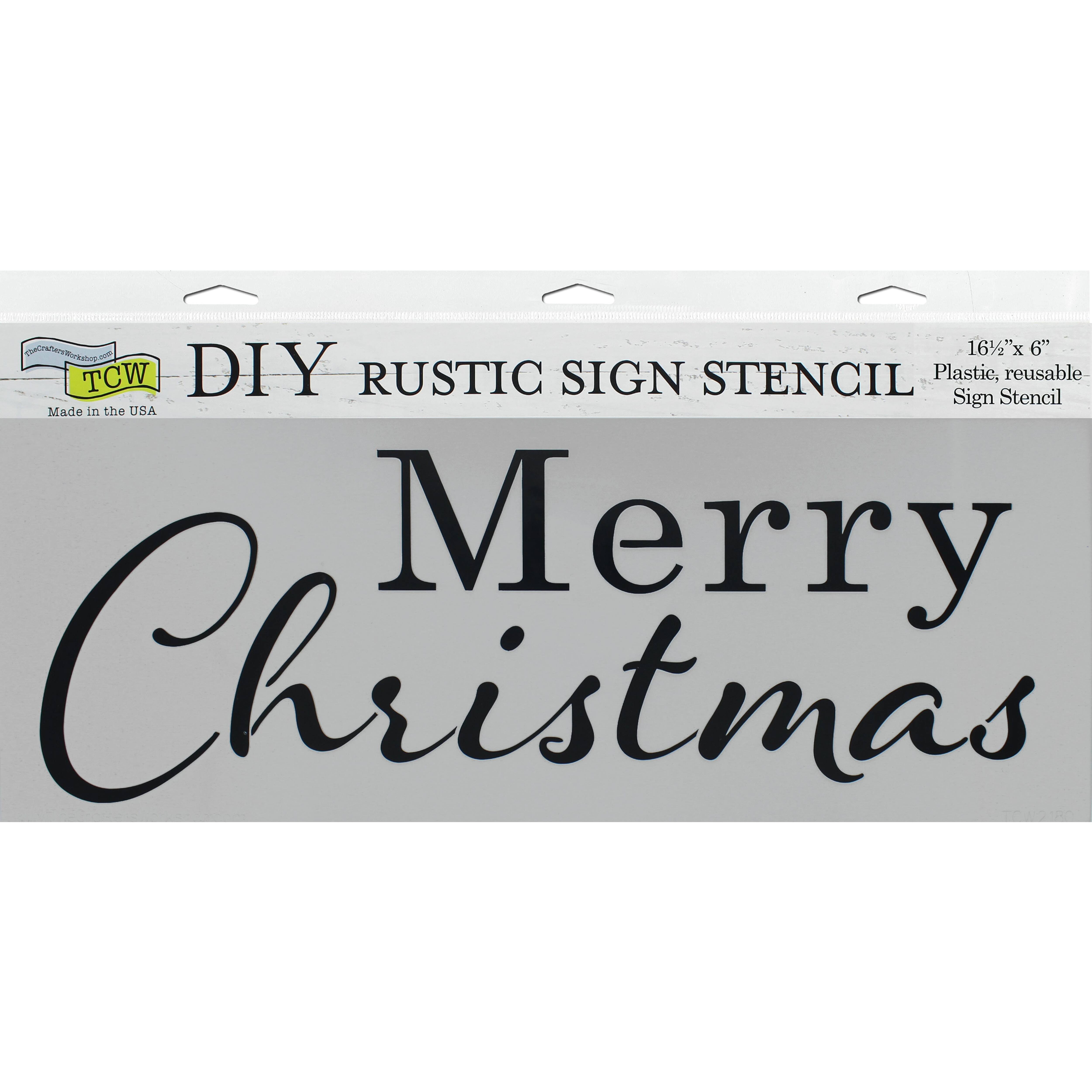 The Crafters Workshop Merry Christmas Stencil, 16.5 x 6