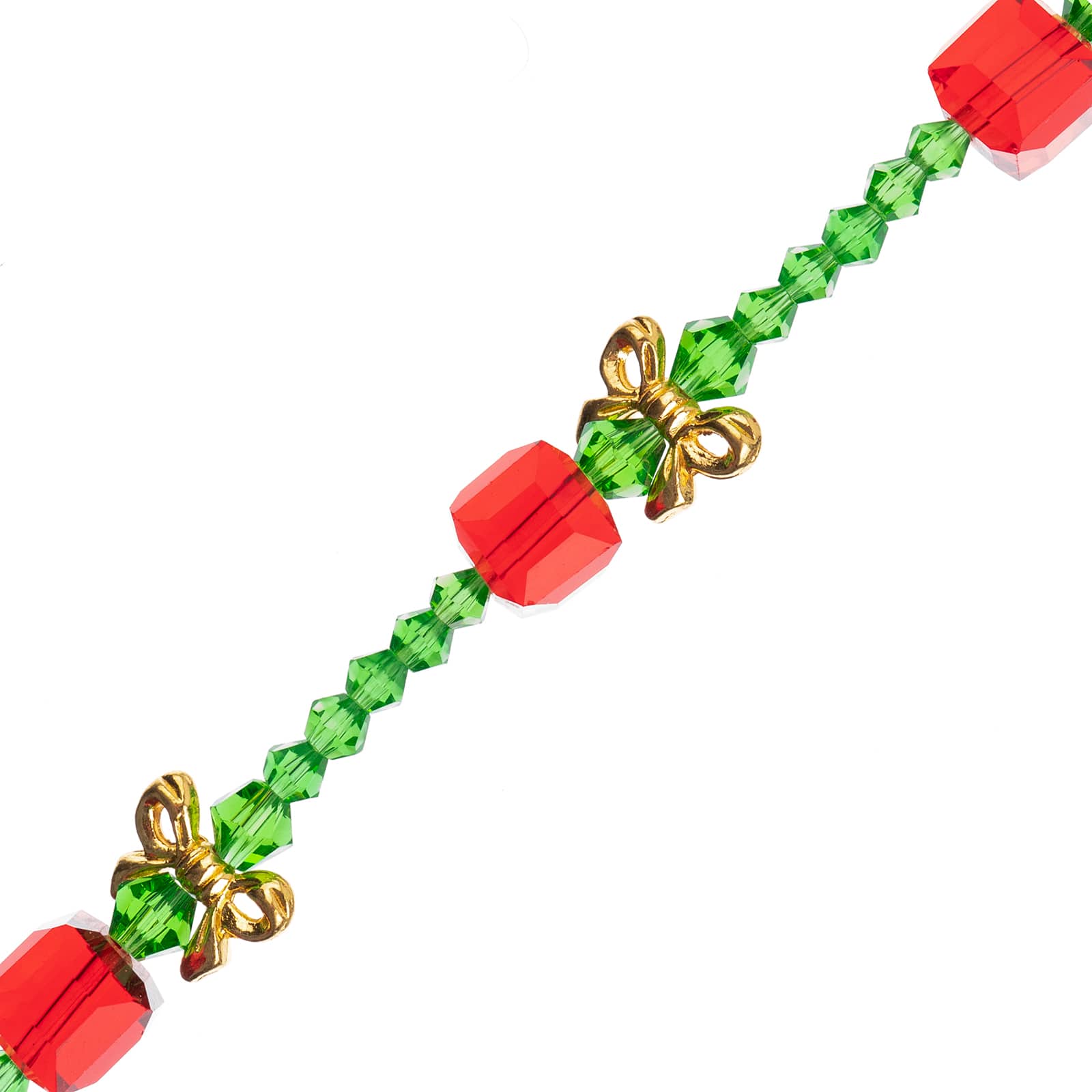 Crystal Lane DIY 7" Glass & Metal Present Stack Designer Holiday Christmas Bead Strand