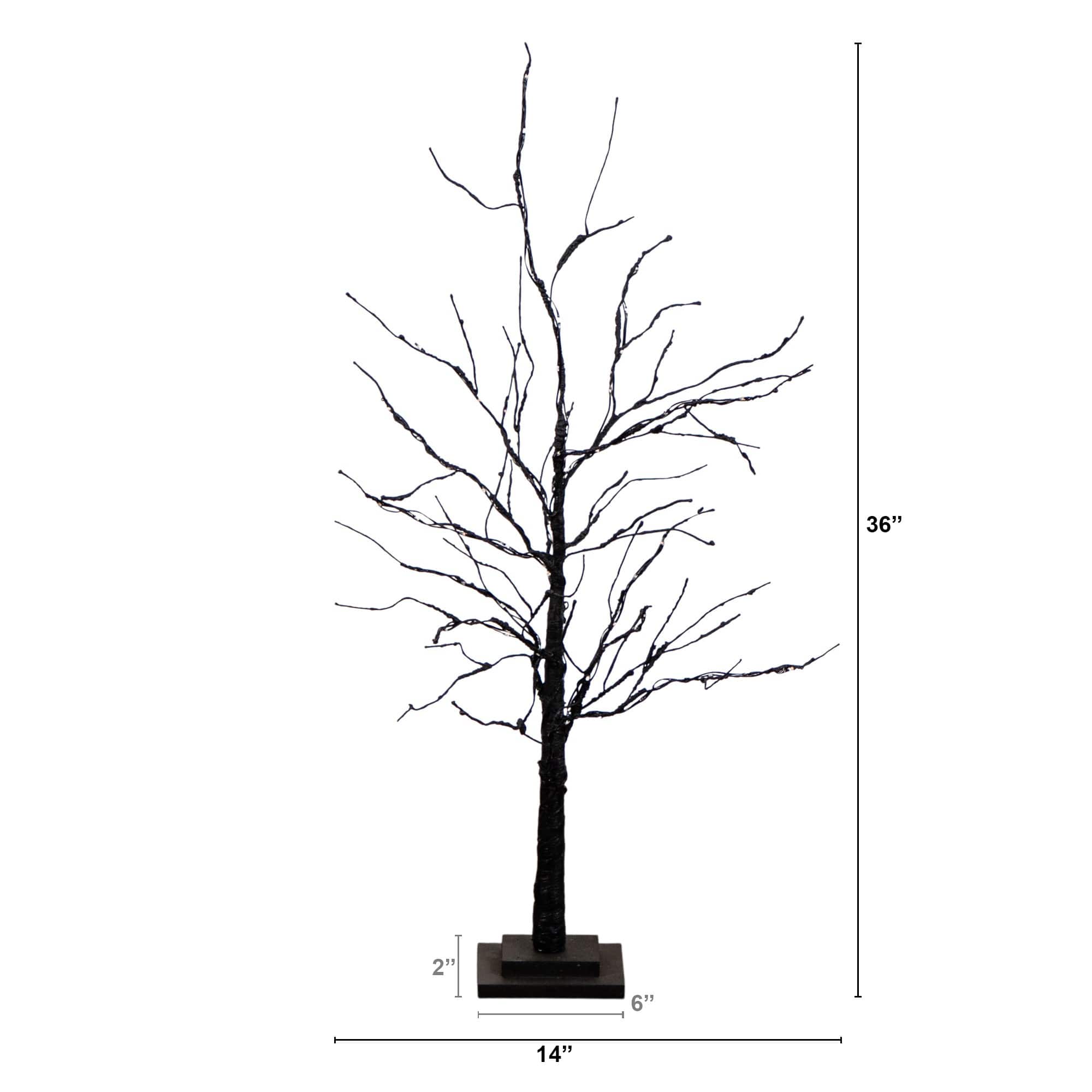 3ft. Pre-Lit Halloween Black Twig Artificial Tree with 80 Orange &#x26; Purple LED Lights