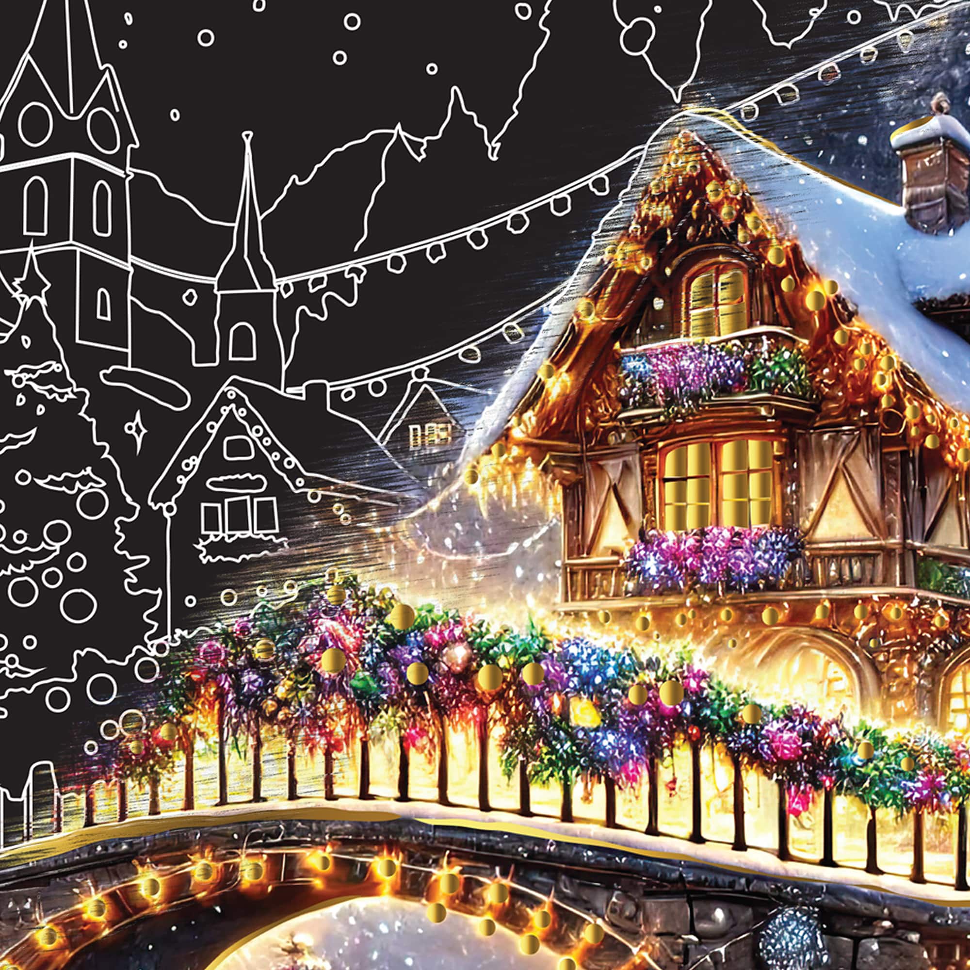 Brea Reese&#x2122; 6&#x22; x 8&#x22; Christmas Village Scratch Art Paper Pad