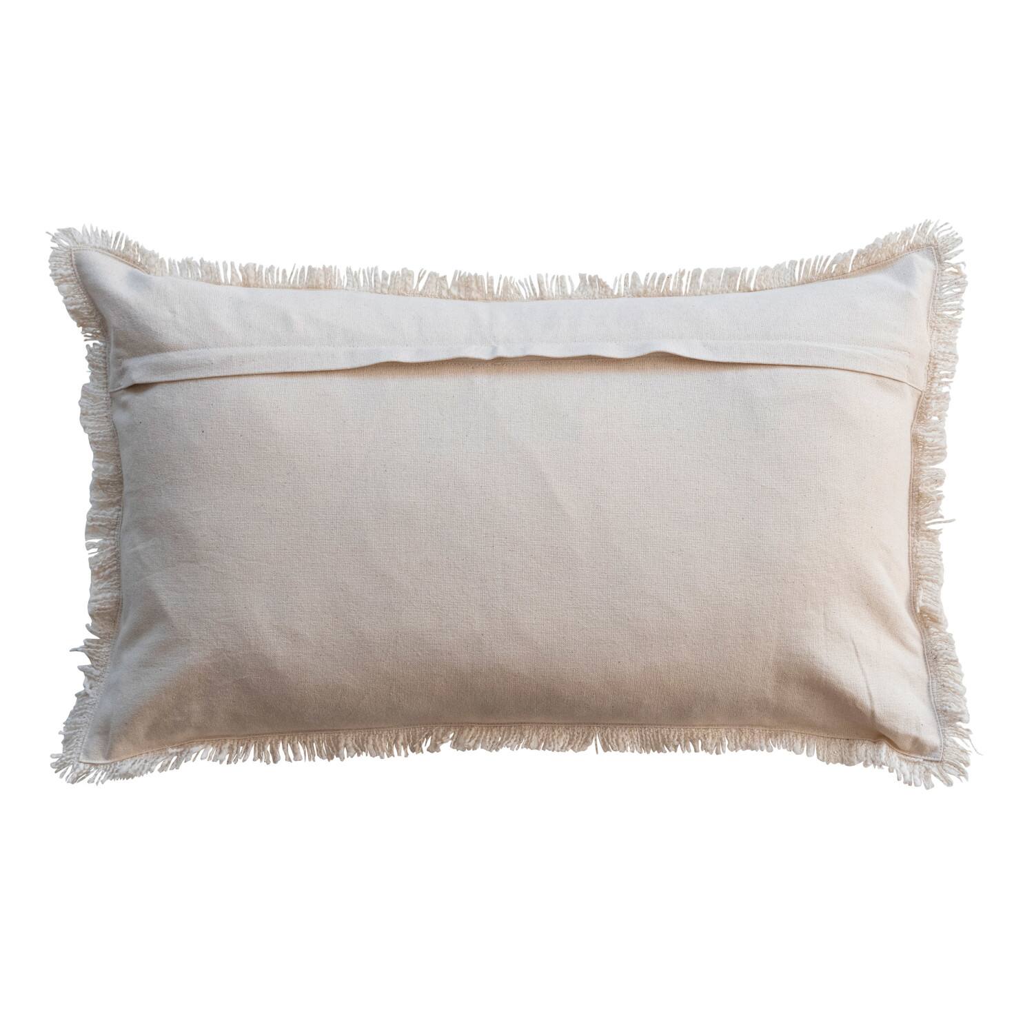 Hello Honey® 24" Multicolor Flower & Fringe Cotton Slub Lumbar Pillow
