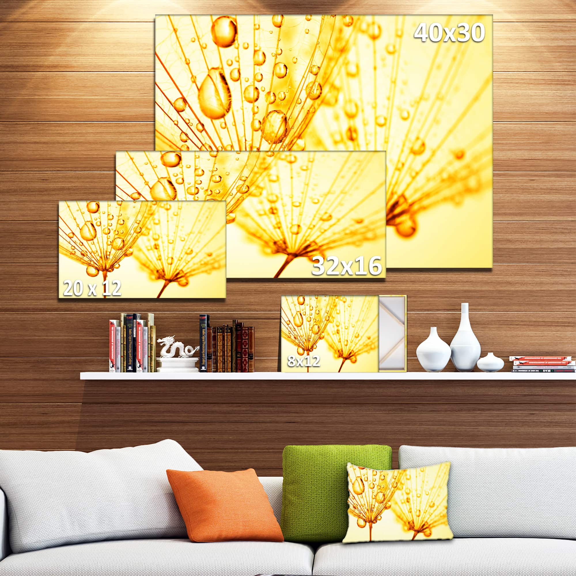 Designart - Dandelion Seeds with Water Drops - Floral Canvas Art Print