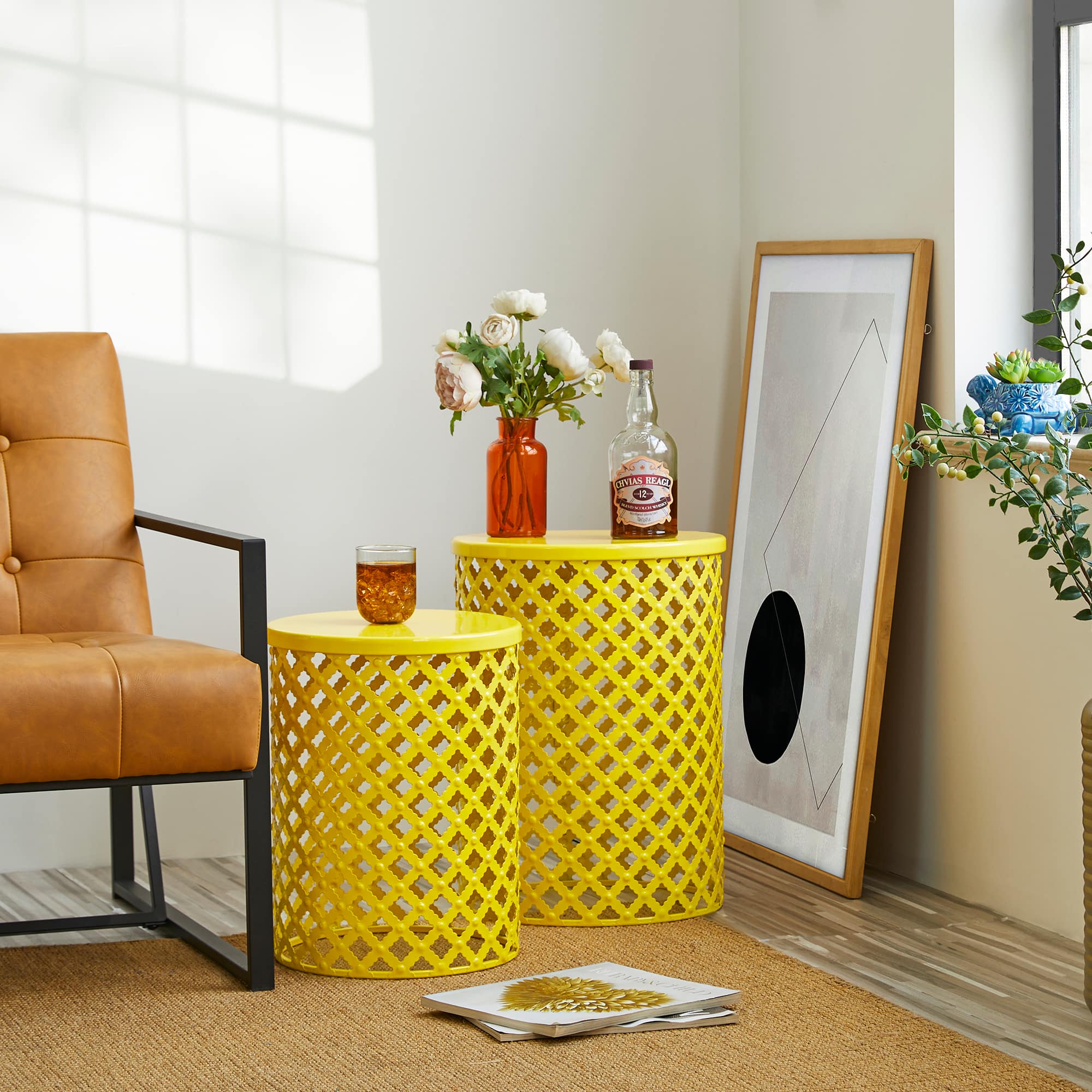 Glitzhome® Multifunctional Metal Garden Stool Set