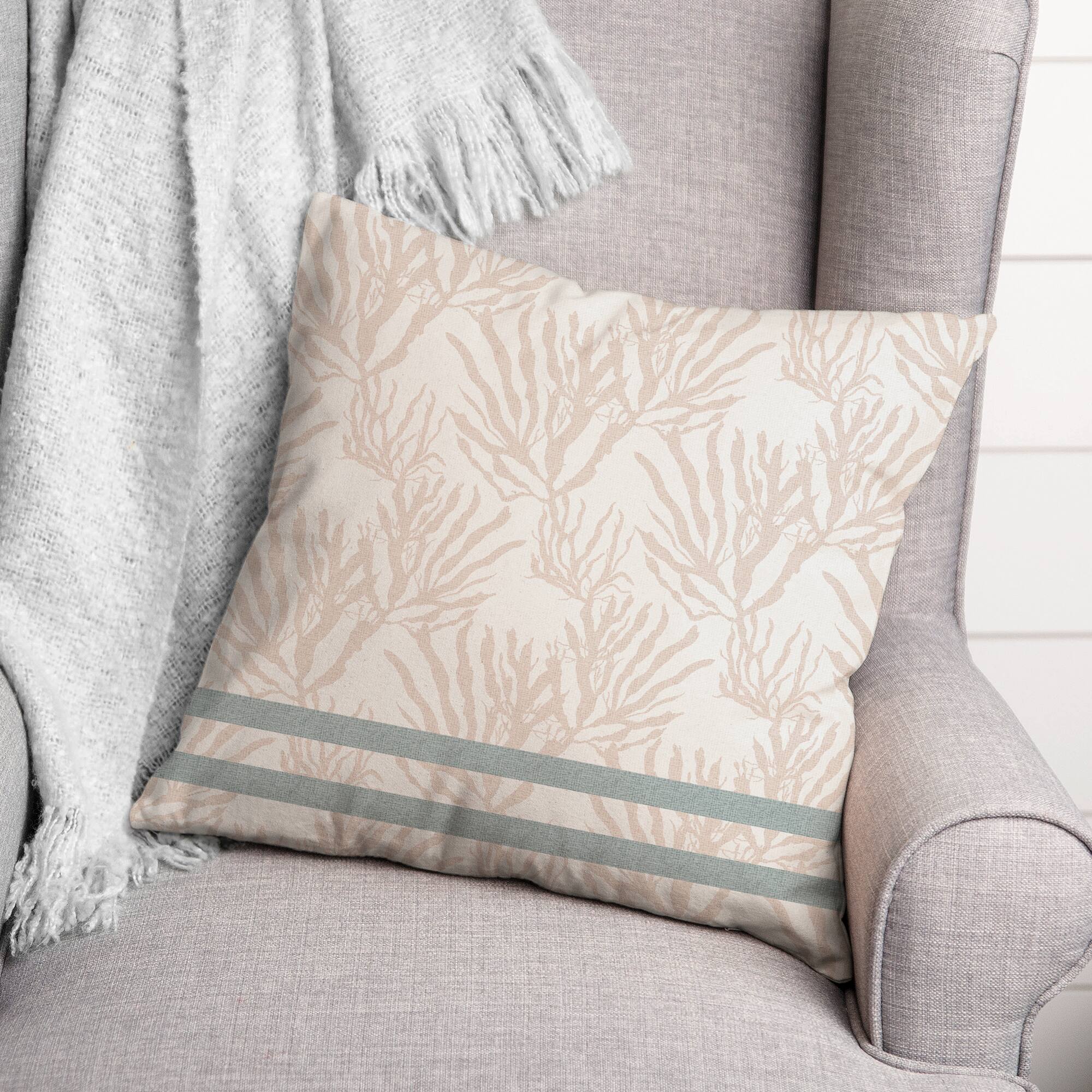 Coral &#x26; Double Stripe Throw Pillow