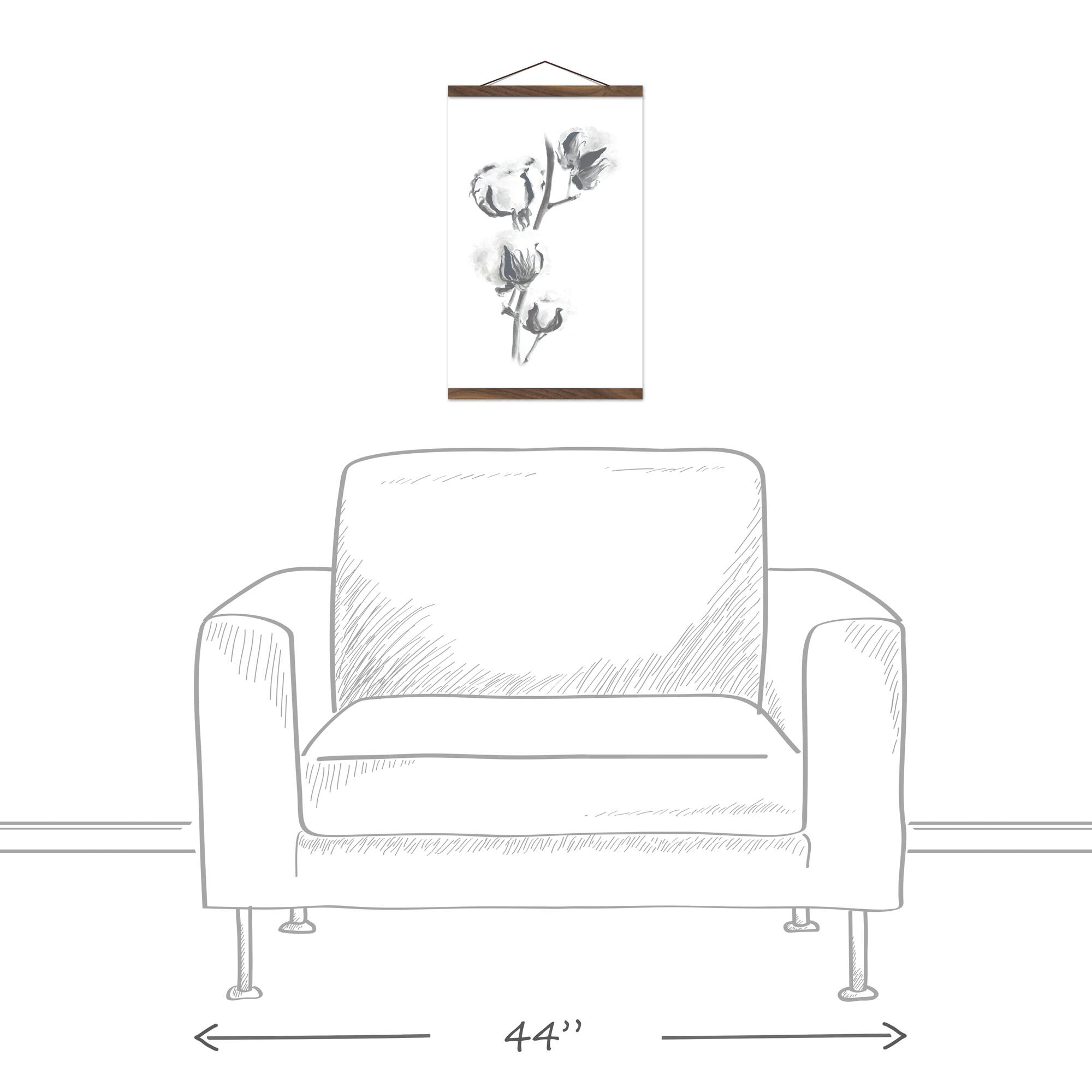 Soft Neutral Cotton Teak Hanging Canvas Wall Art