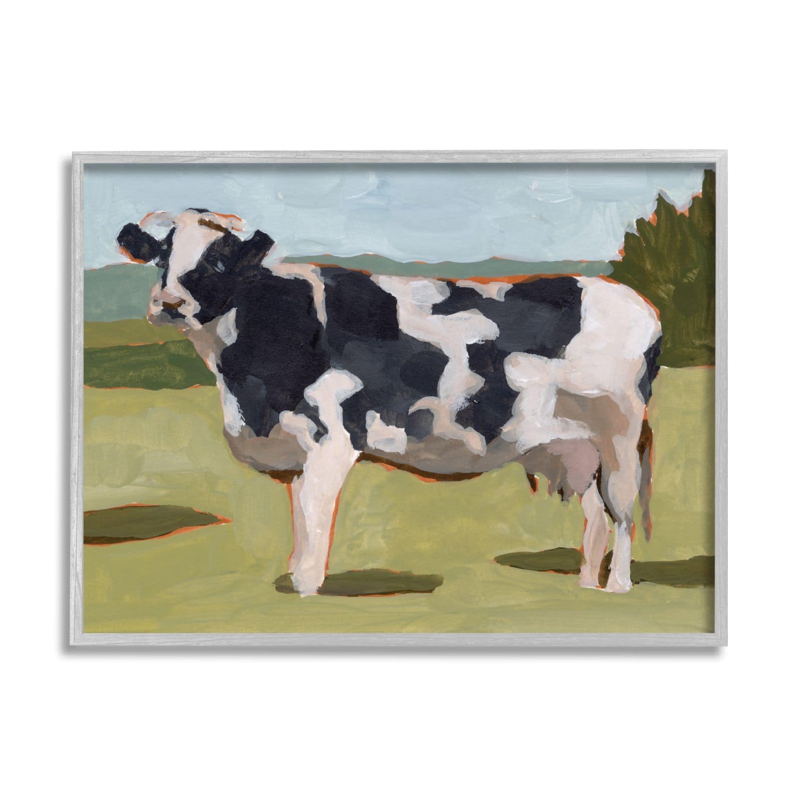 Stupell Industries Dairy Farm Cow Grazing Country Cattle Traditional Painting Framed Wall Art