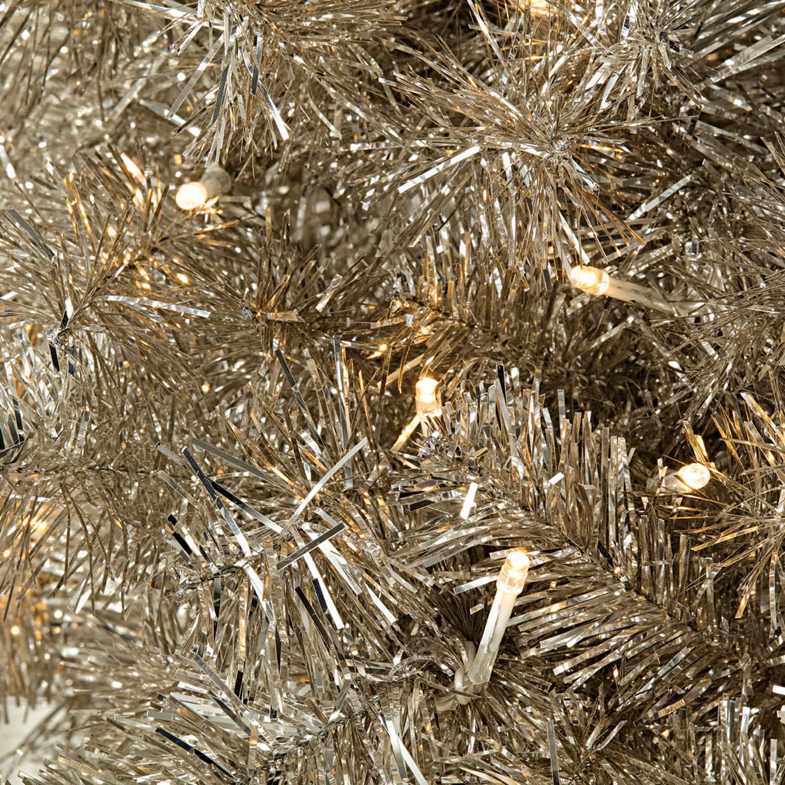 7ft. Pre-Lit Champagne Tinsel Artificial Christmas Tree, Warm White LED Lights by Ashland&#xAE;