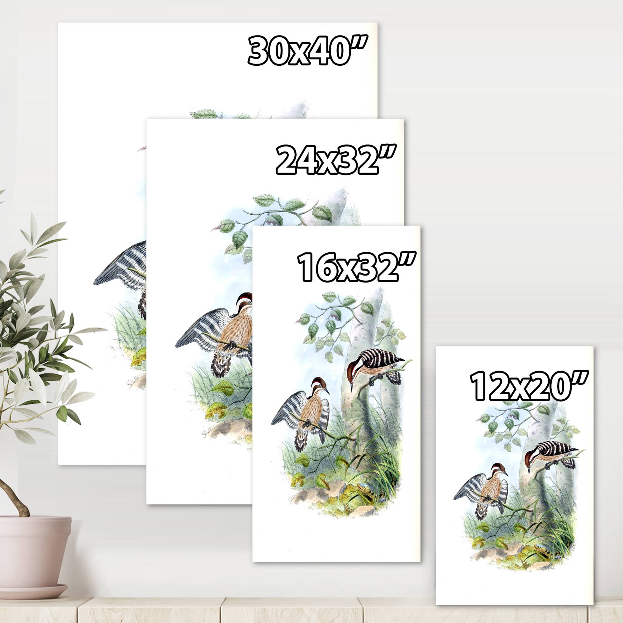 Designart - Vintage Birds In The Wild I - Traditional Canvas Wall Art Print