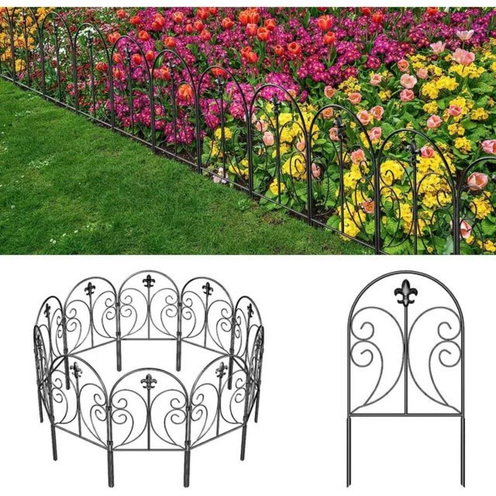 NEX 10ft. Black Decorative Butterfly Garden Fence