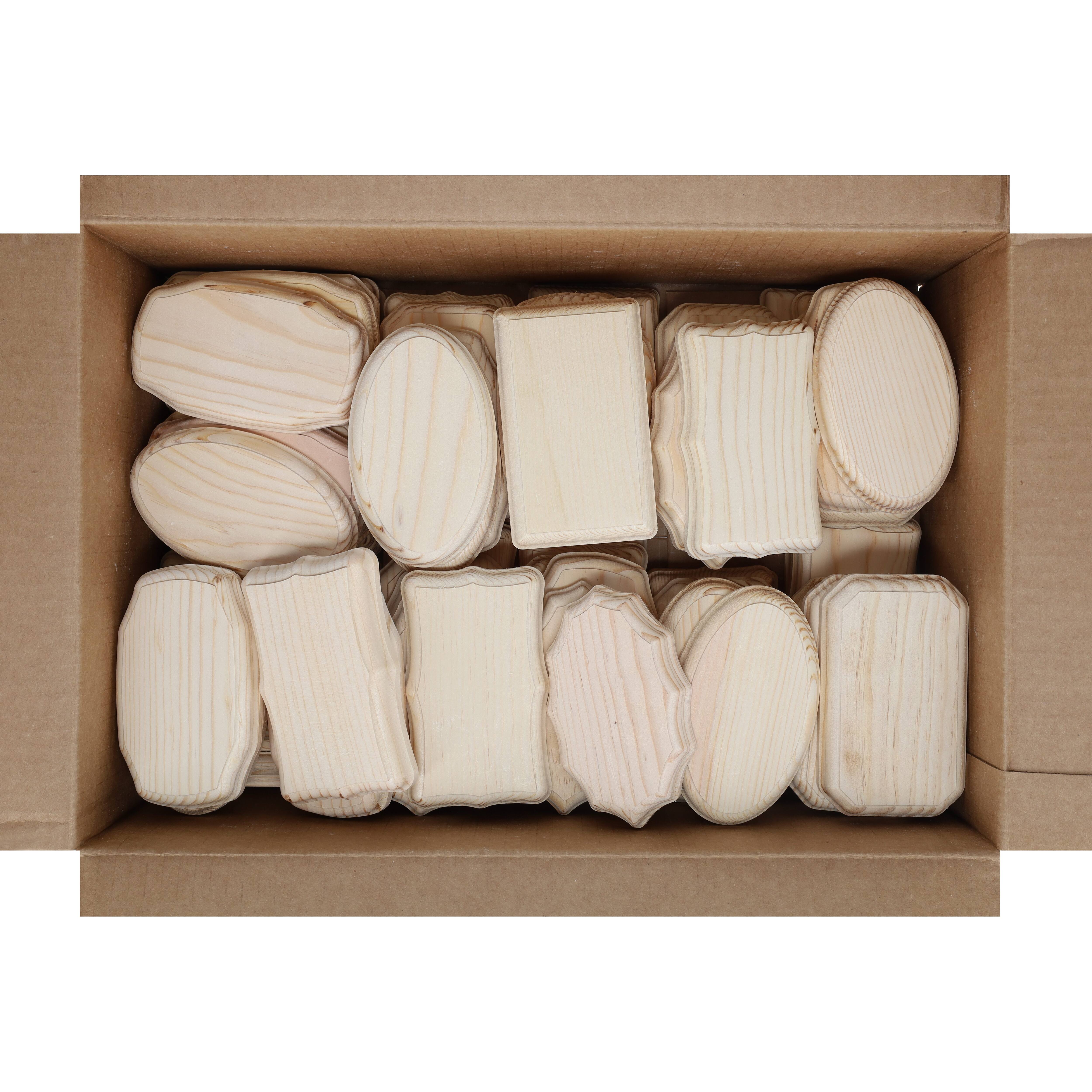Good Wood by Leisure Arts 3&#x22; x 5&#x22; Mixed Wood Plaques, 72ct.