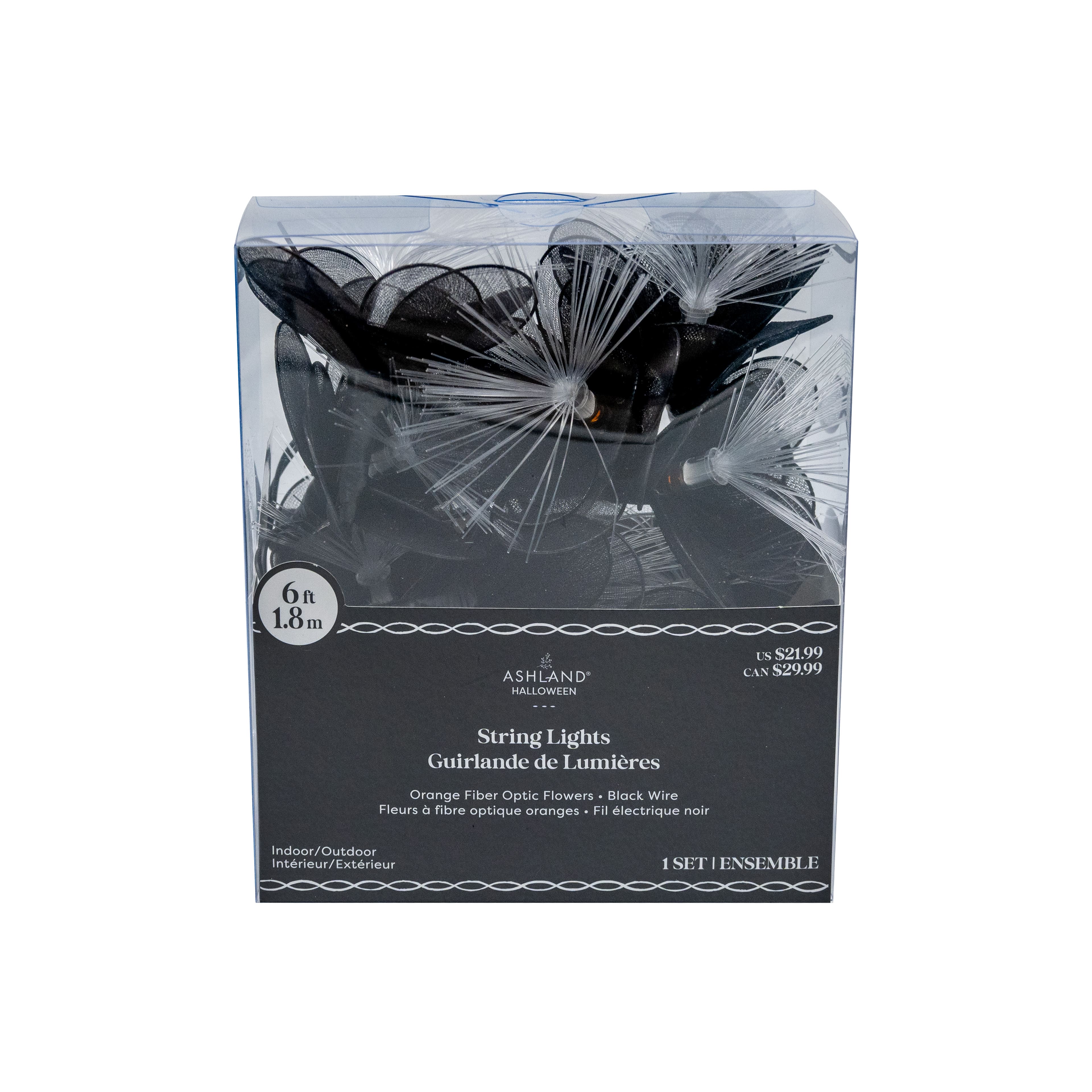 6ft. Black Flower Icon Fiber Optic String Lights by Ashland®