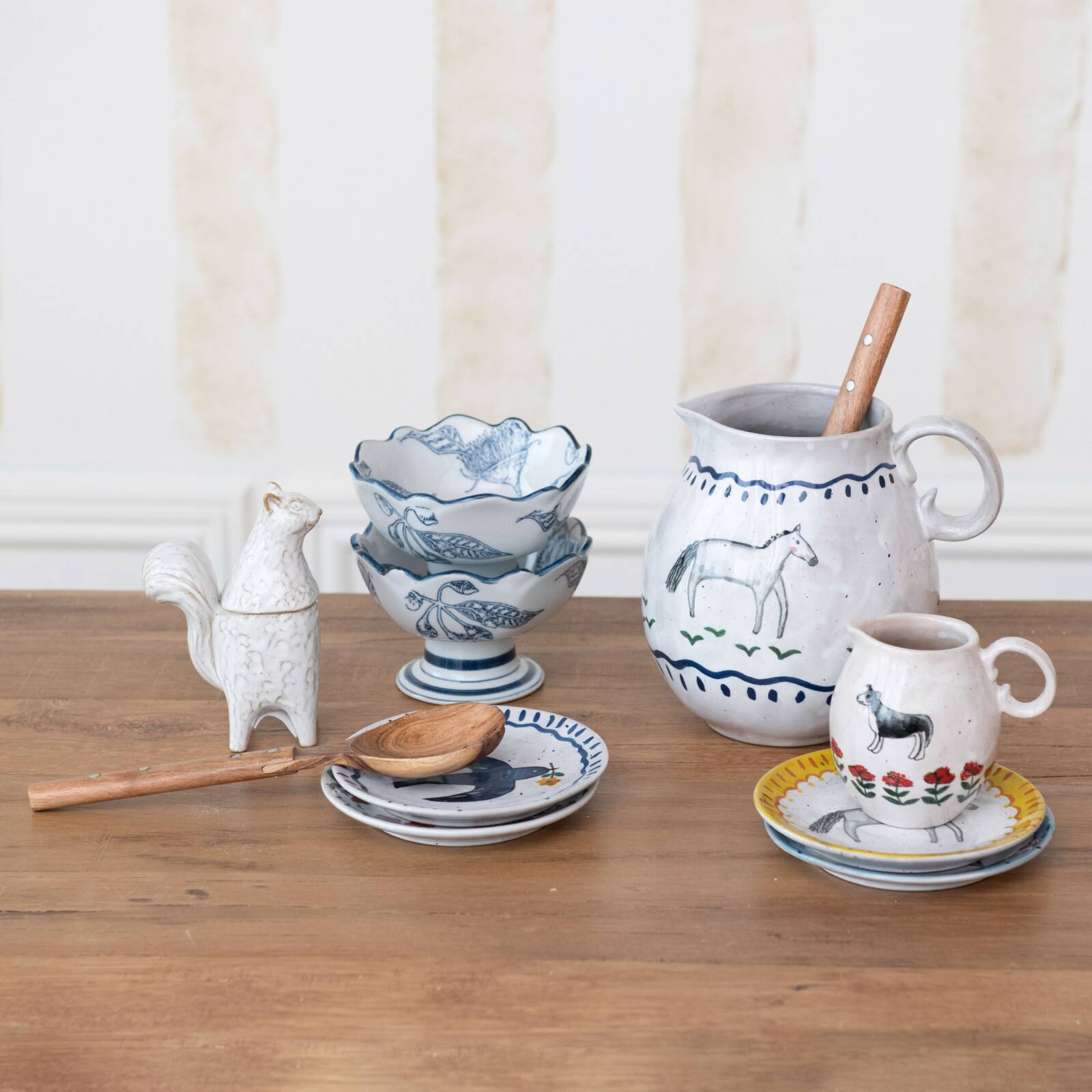 Hello Honey® 5.75" Blue & White Botanical Bliss Stoneware Bowl