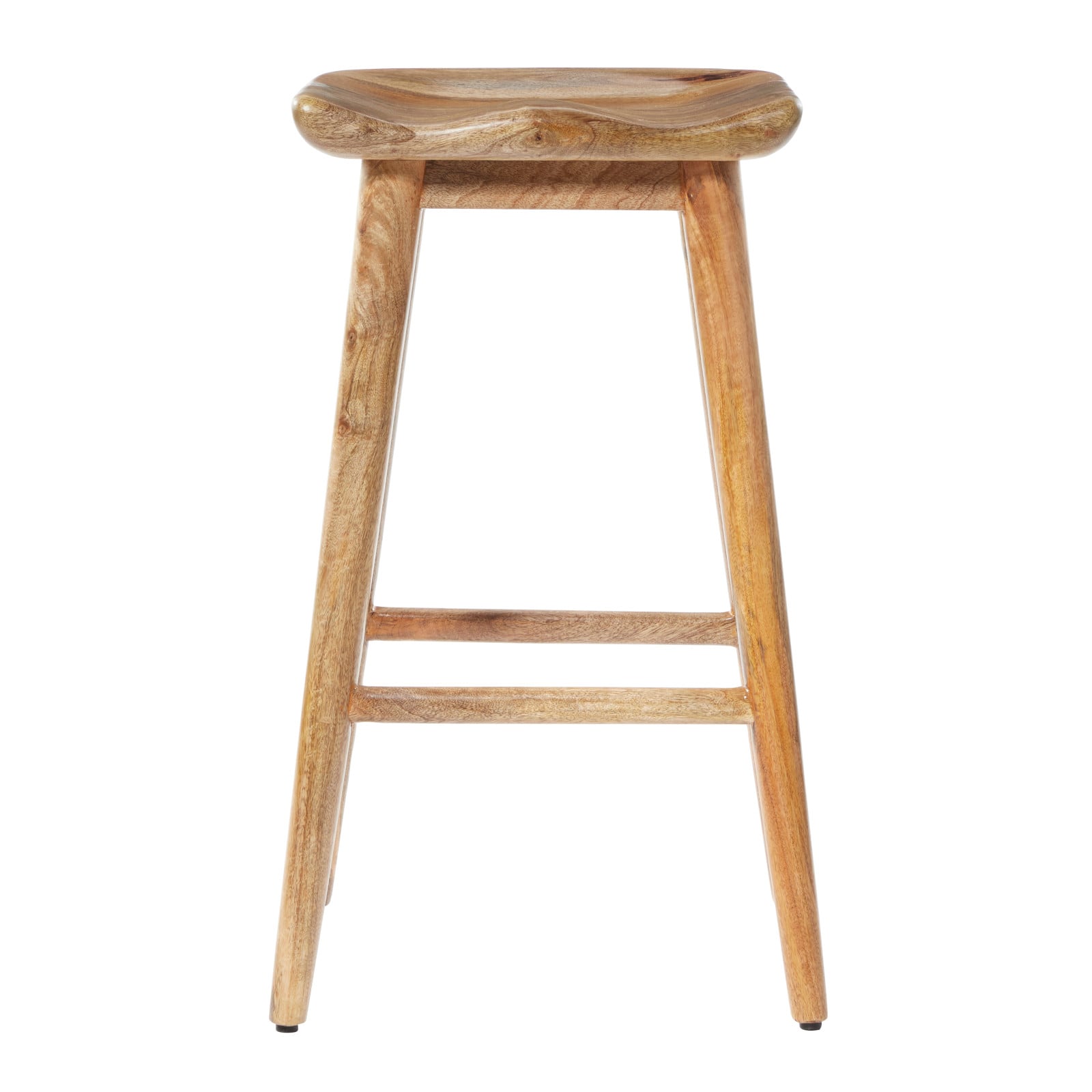 Brown Wood Contemporary Stool, 30" x 17" x 14"