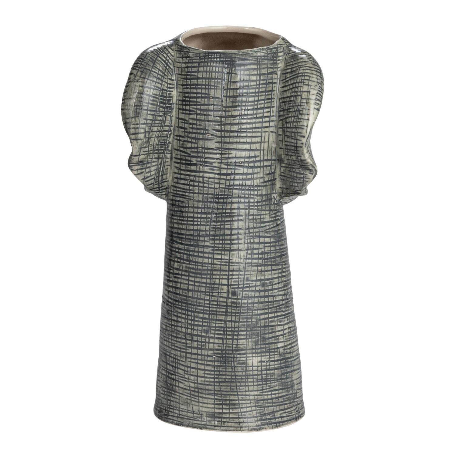 Hello Honey® 11" Gray & White Hand-Painted Decorative Stoneware Elephant Vase