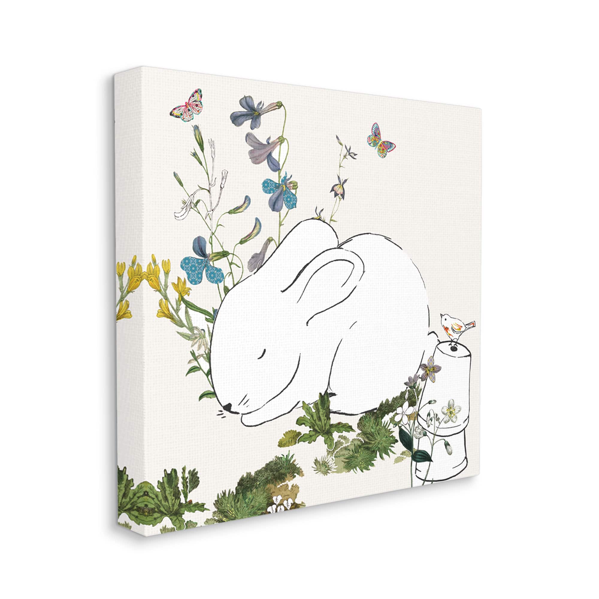 Stupell Industries Sleeping Bunny in Butterfly Garden Wall Art