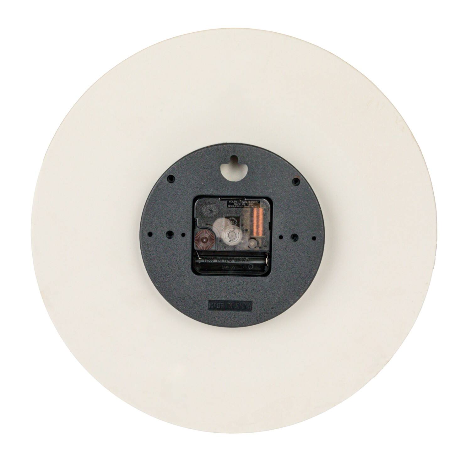 Hello Honey&#xAE; 12&#x22; Beige &#x26; Natural Round Stoneware &#x26; Wood Wall Clock