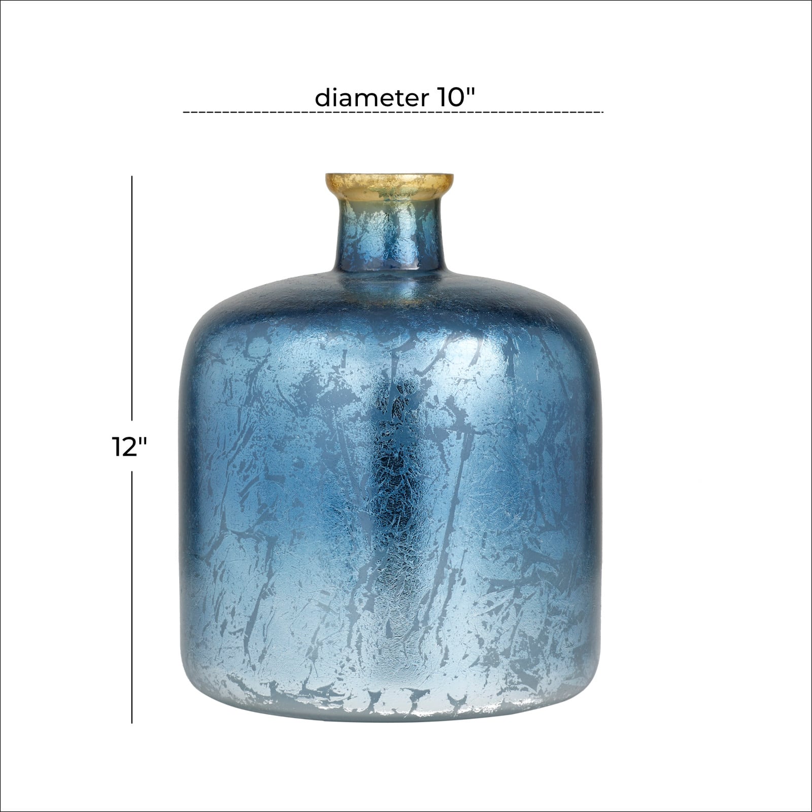 Blue Glass Coastal Vase, 12&#x22; x 10&#x22; x 10&#x22;