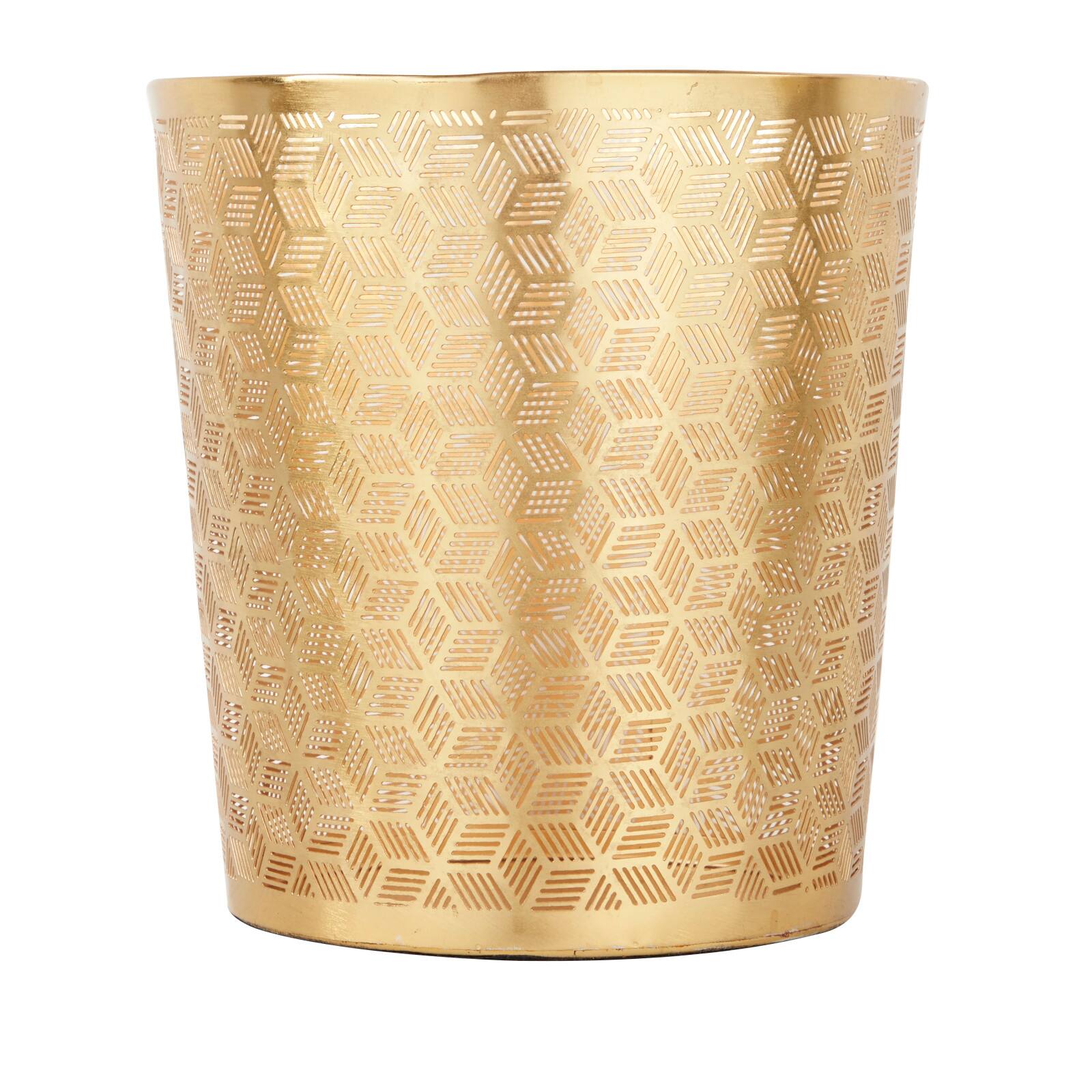 CosmoLiving by Cosmopolitan 10" Geometric Gold Glam Small Waste Bin