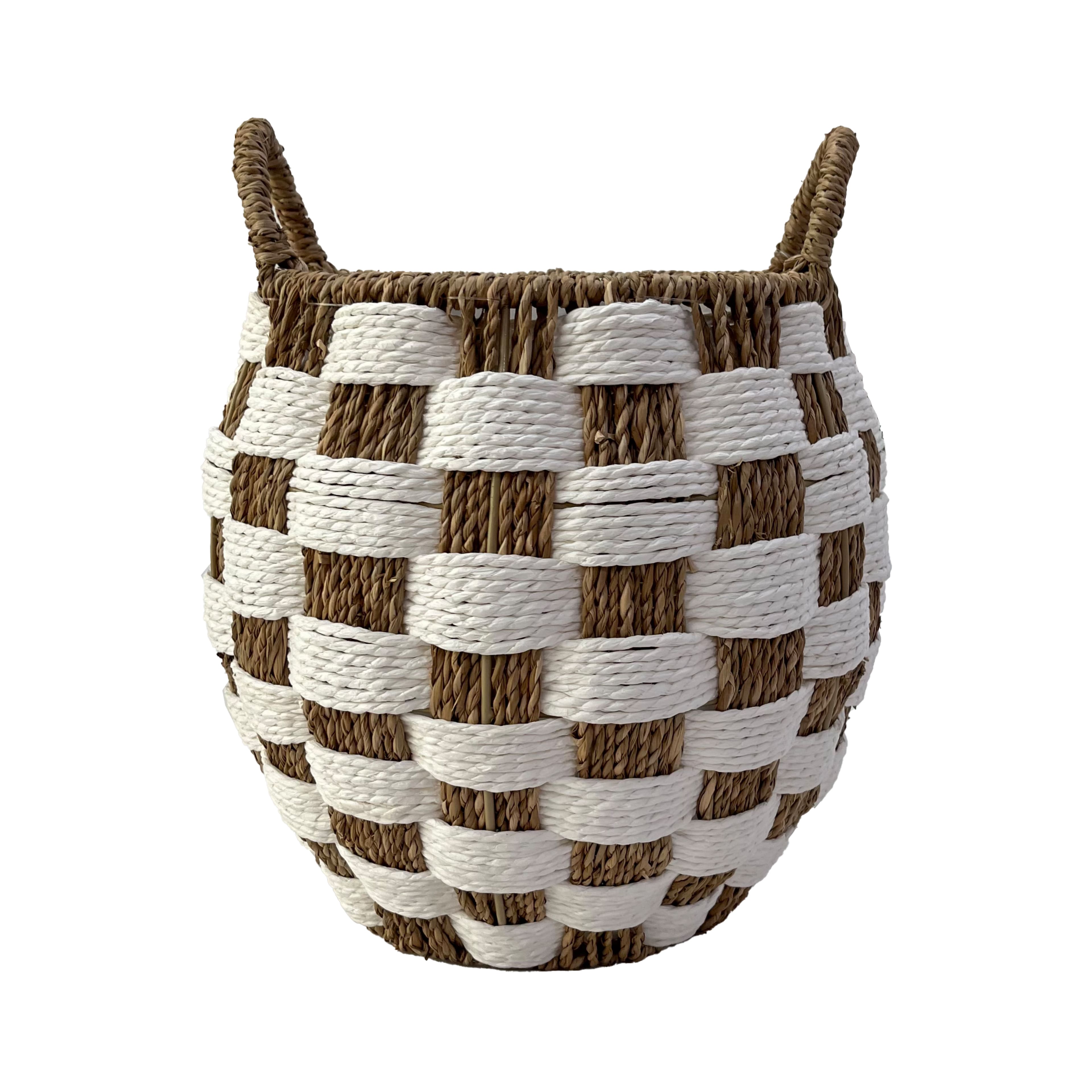 Large Brown &#x26; White Checkered Basket by Ashland&#xAE;