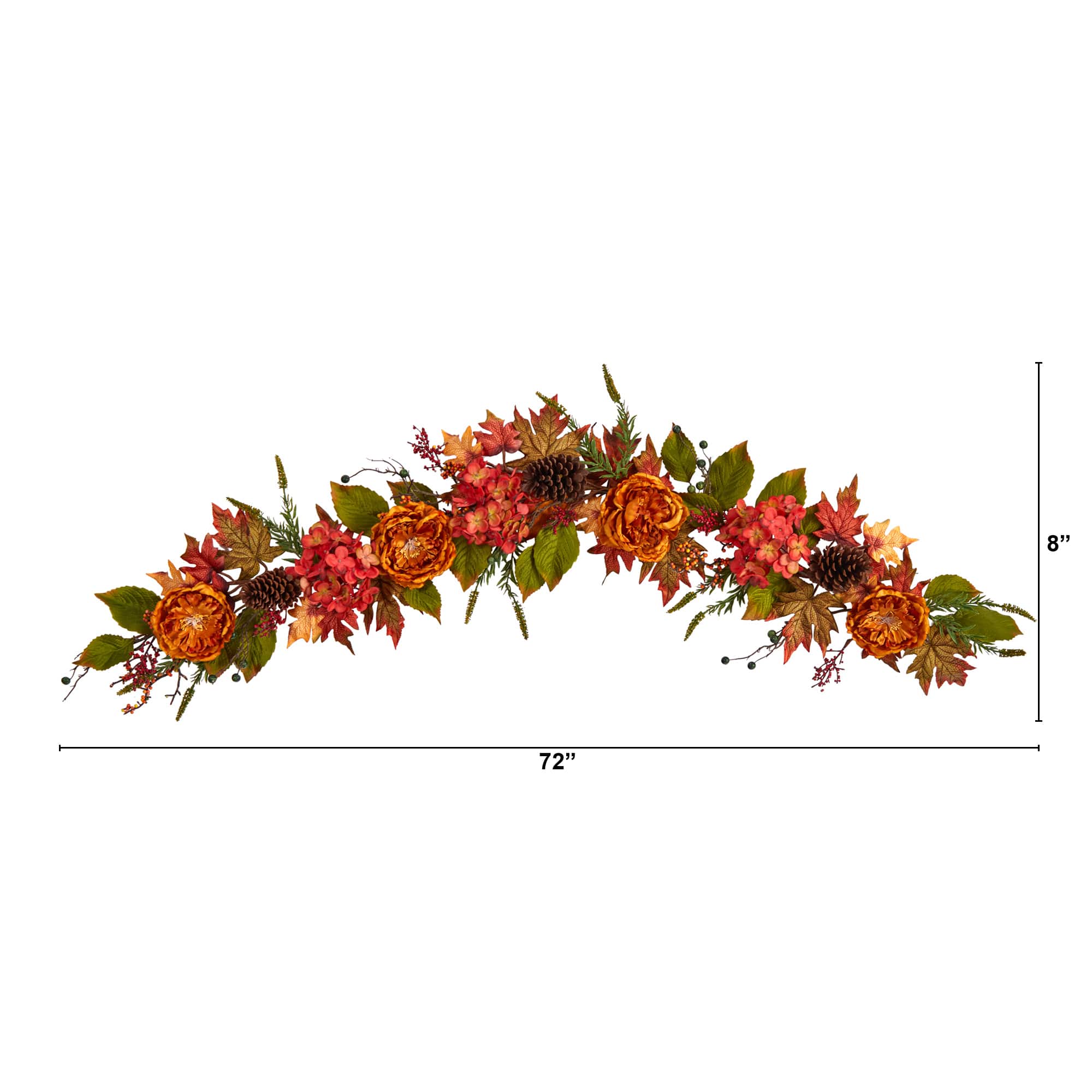 6ft. Fall Ranunculus, Hydrangea &#x26; Berries Autumn Garland