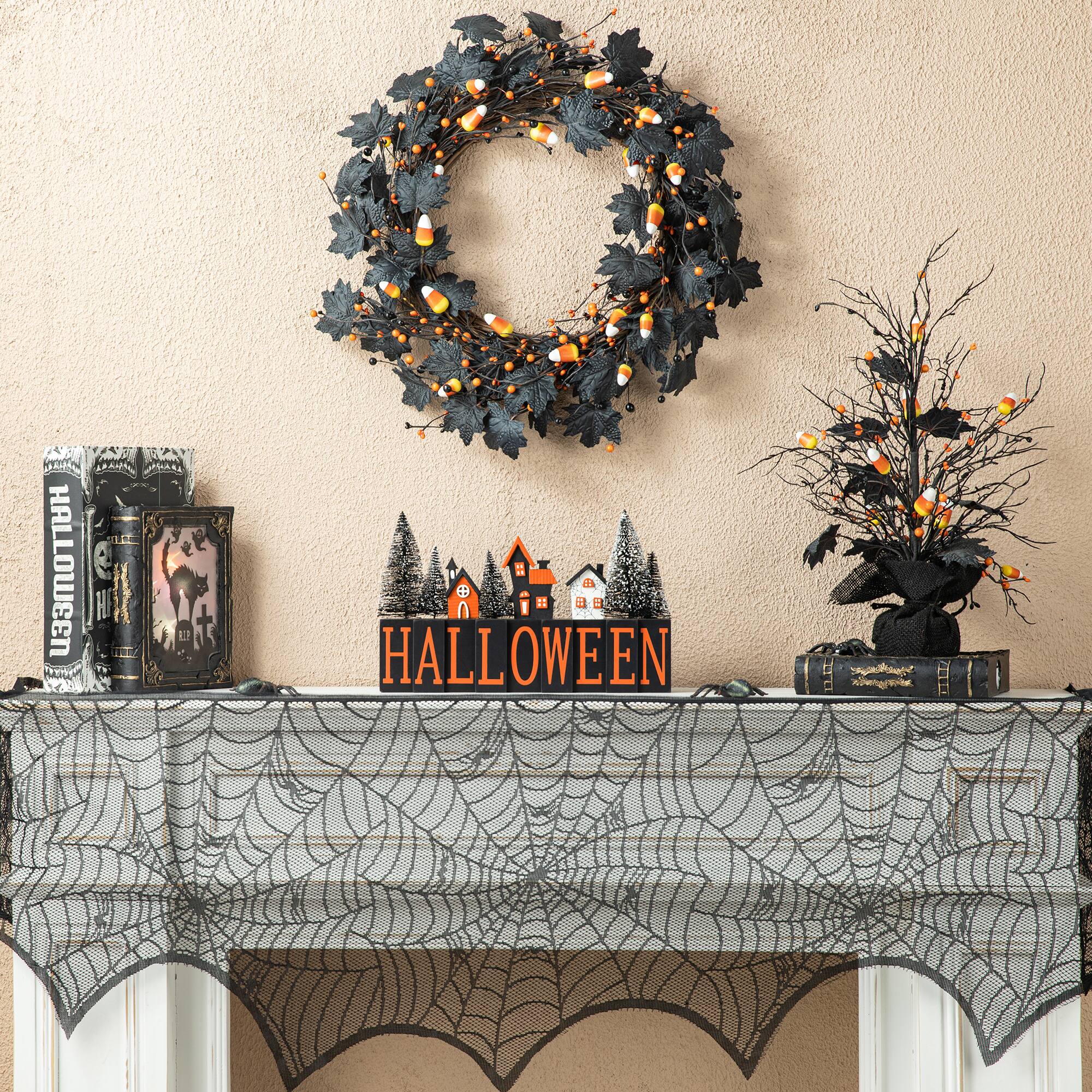 Glitzhome® 14" Halloween Wood Haunted House Table Sign