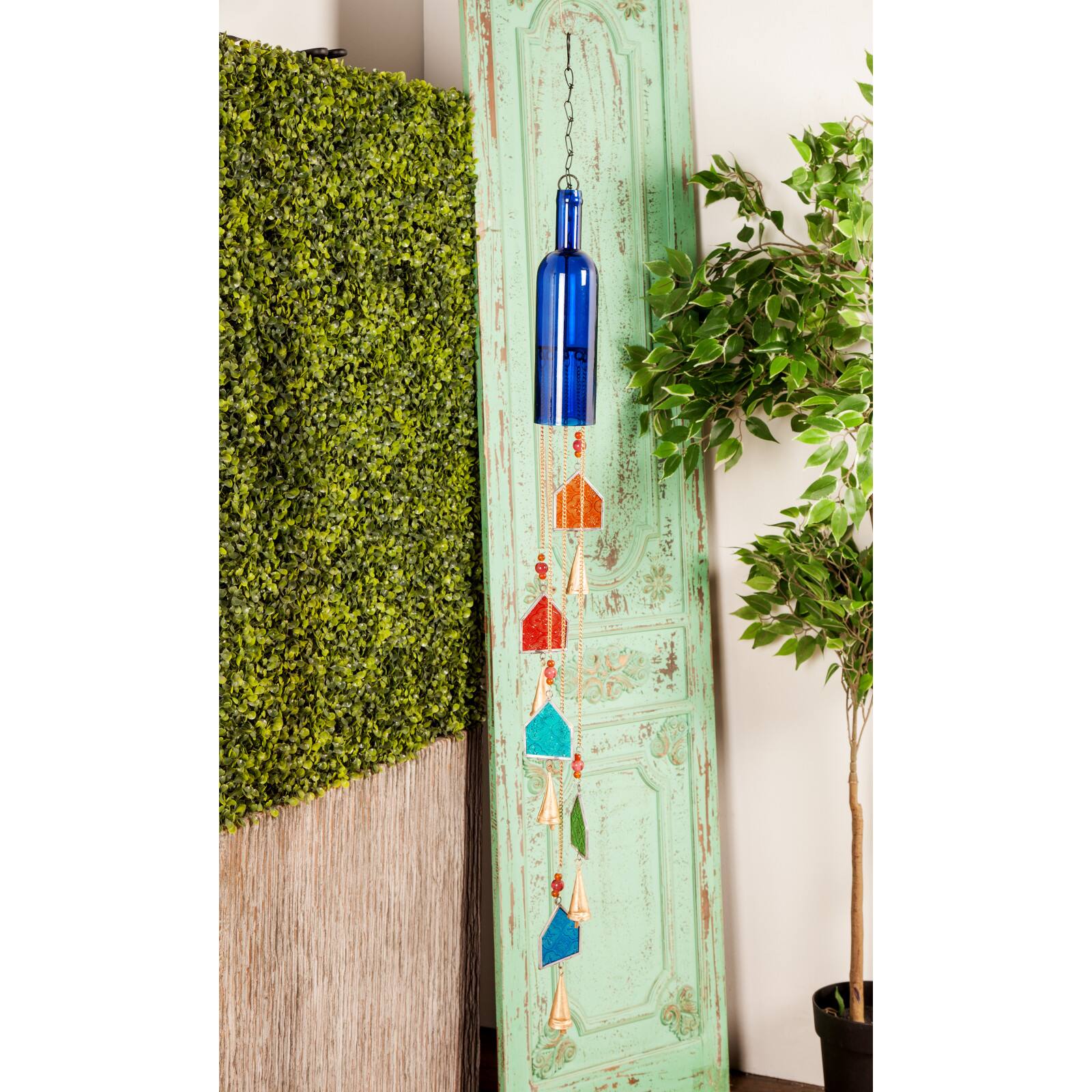 41&#x22; Blue Glass Eclectic Windchime