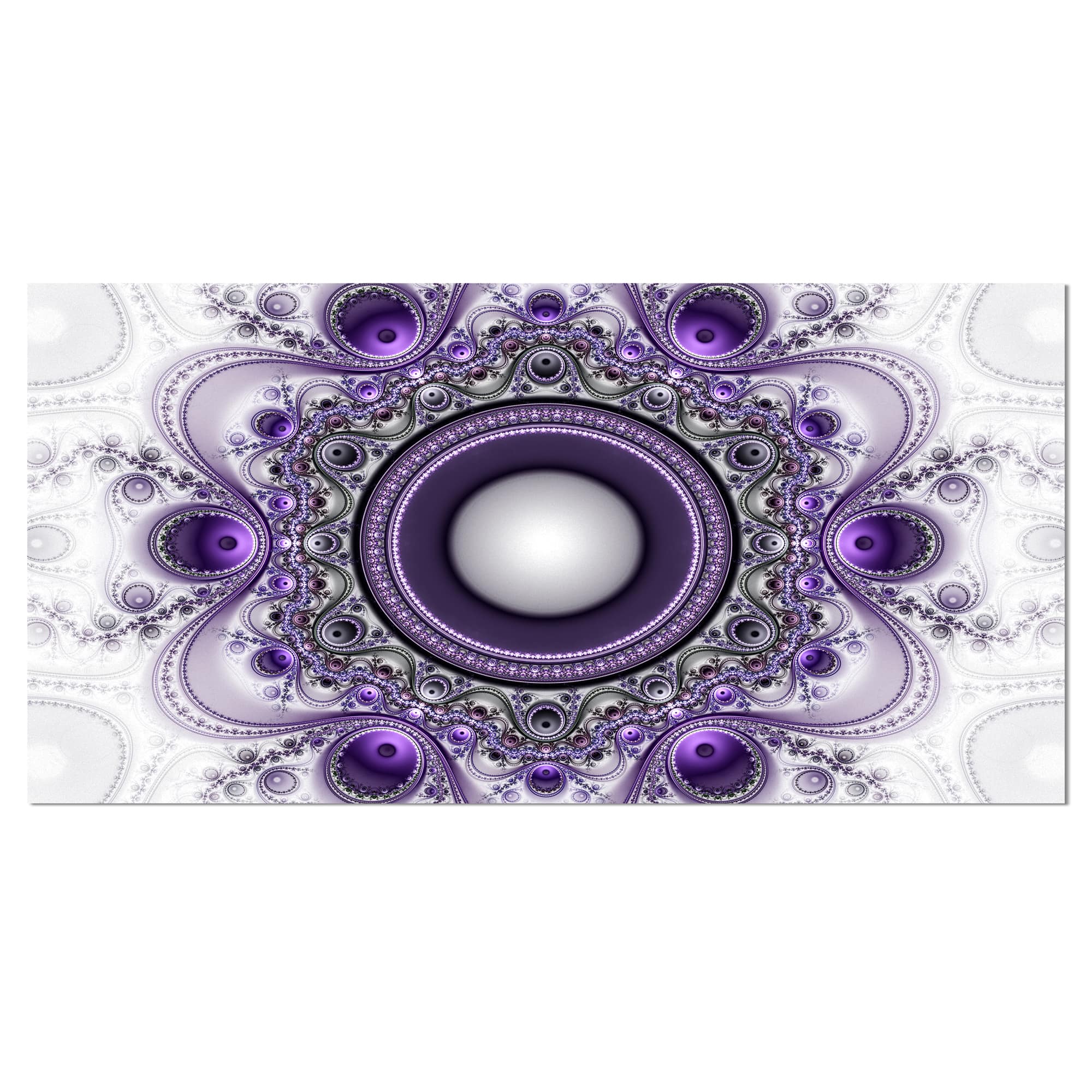Designart - Purple Fractal Pattern with Circles - Oversized Abstract Canvas Art Print