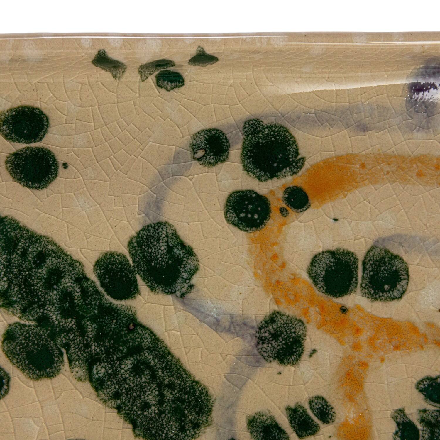 Hello Honey® 15.75" Green & Cream Abstract Design Stoneware Platter