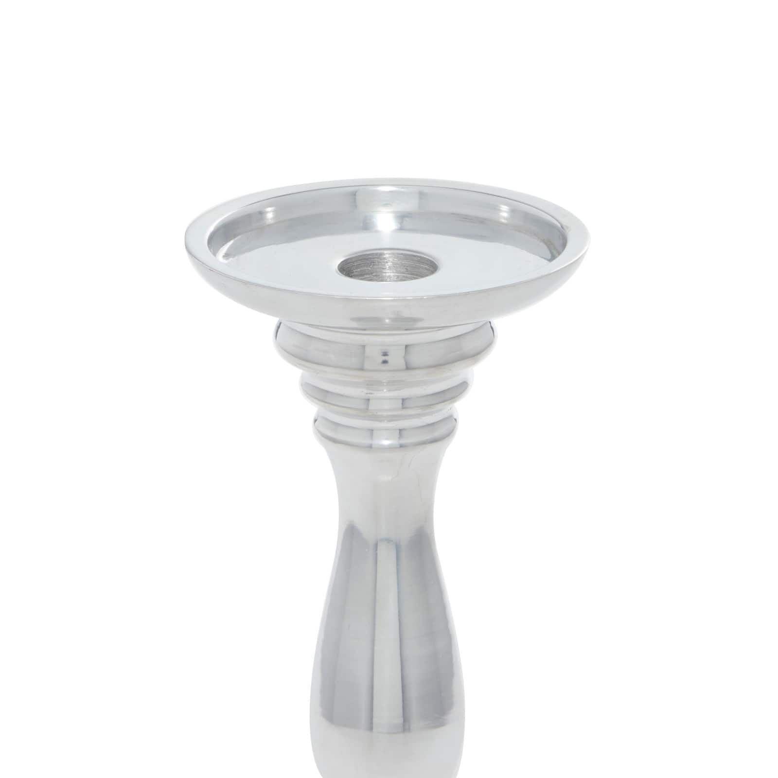 Silver Aluminum Traditional Pillar Candle Holder