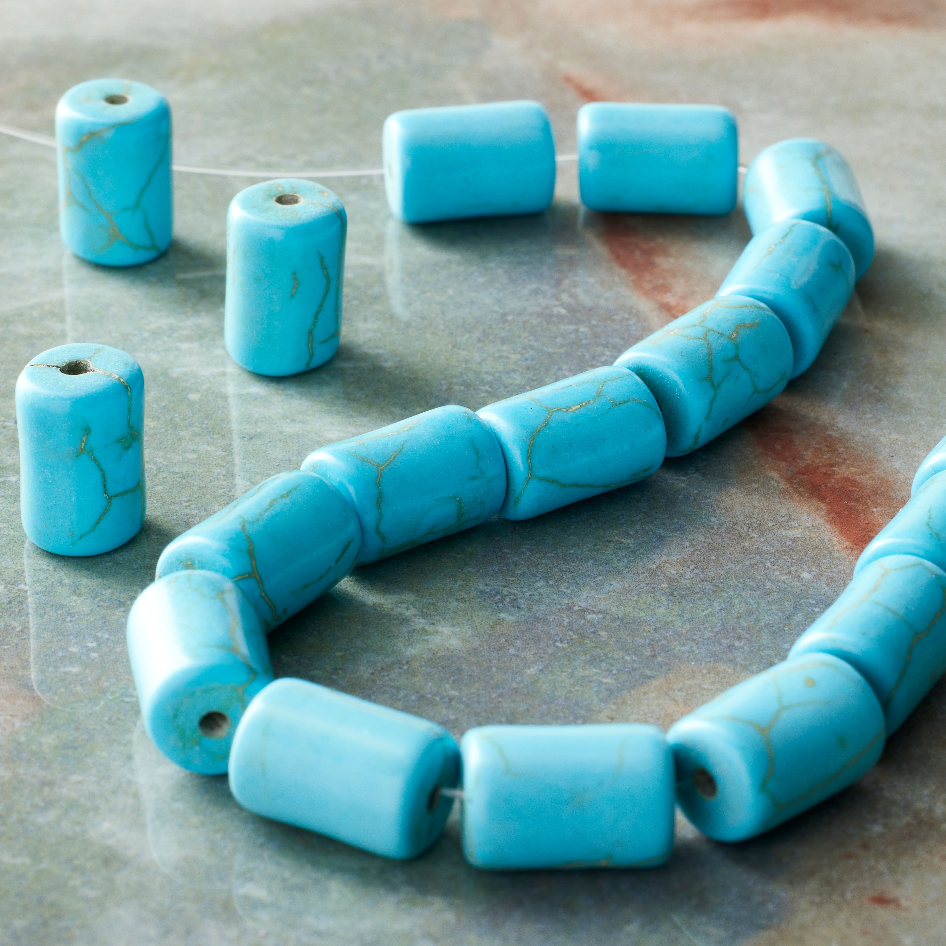 Turquoise Howlite Tube Beads, 12mm by Bead Landing&#x2122;