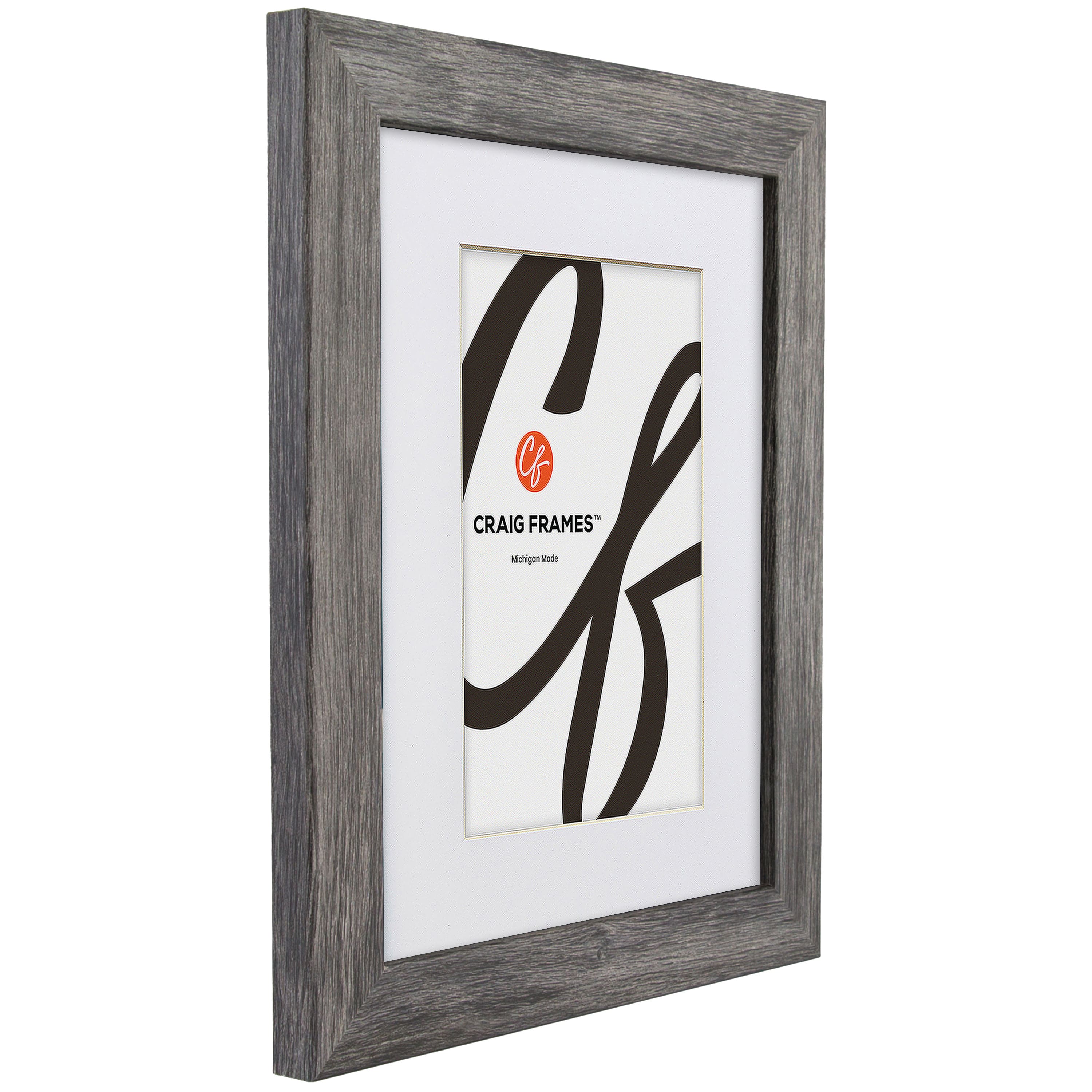 Craig Frames Bauhaus 125 Barnwood Gray Picture Frame with Mat