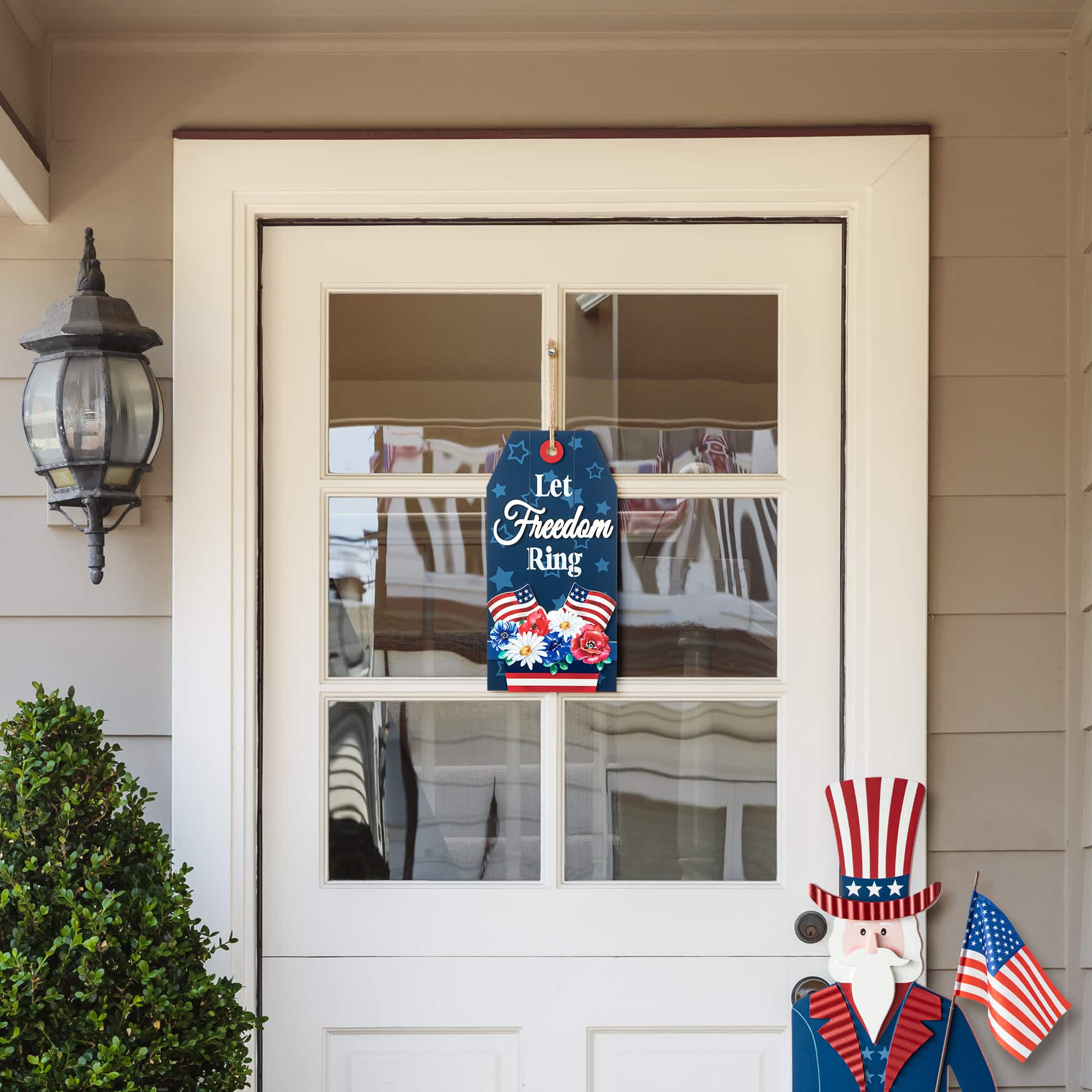 Glitzhome® 15.75" Let Freedom Ring Sign Door Hanger