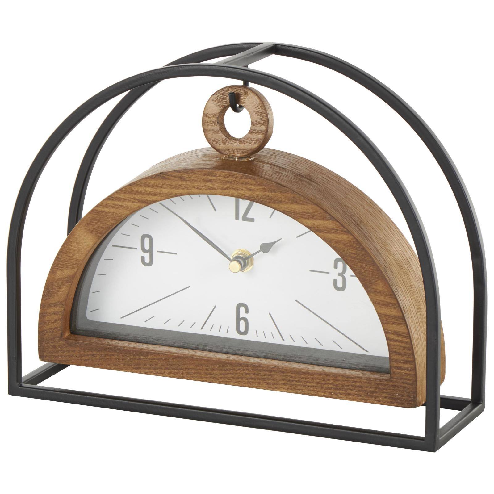 10.25" Brown Metal Suspended Clock with Black Frame