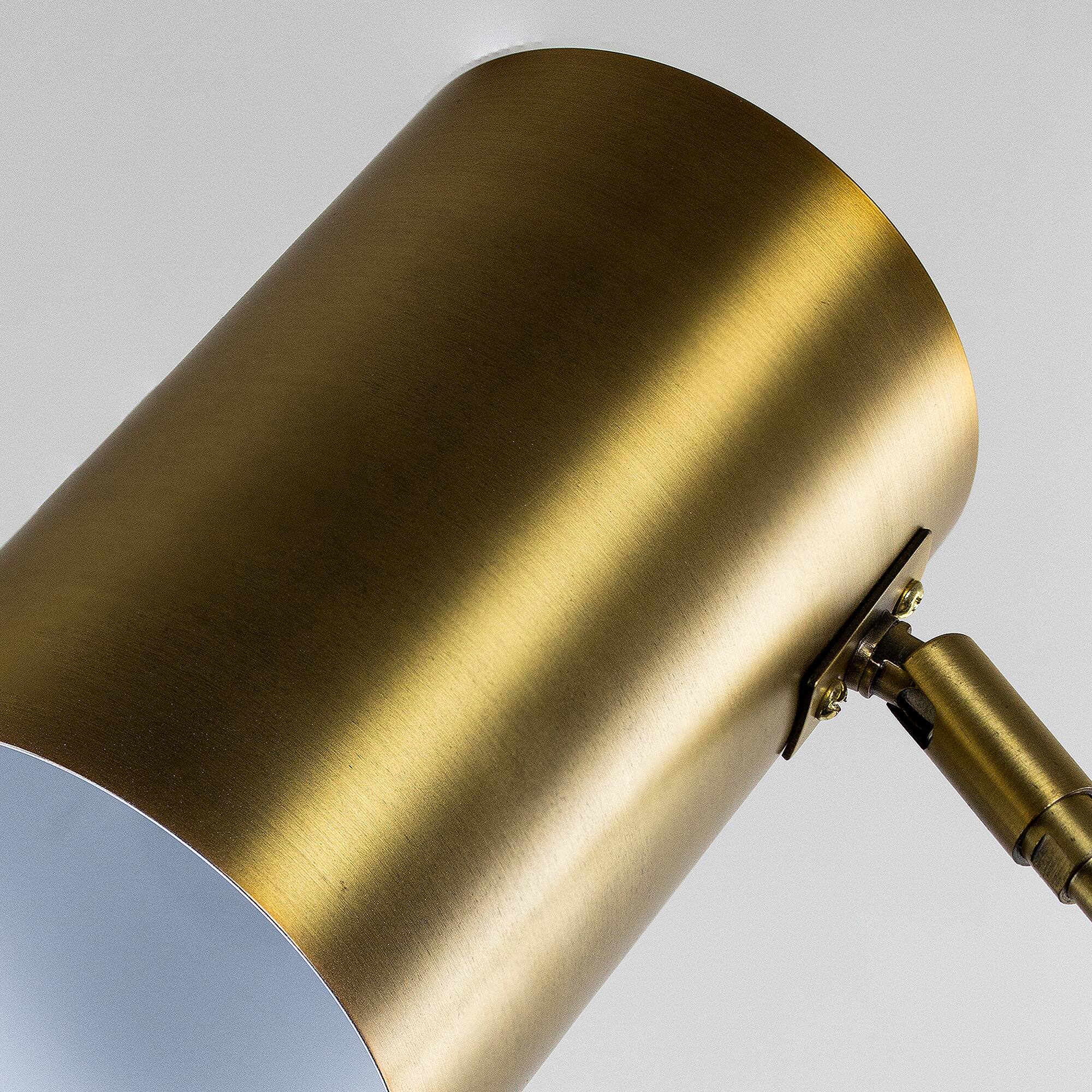 23" Modern Industrial Stylish Bronze Brass Metal Task Lamp with White Marble Base