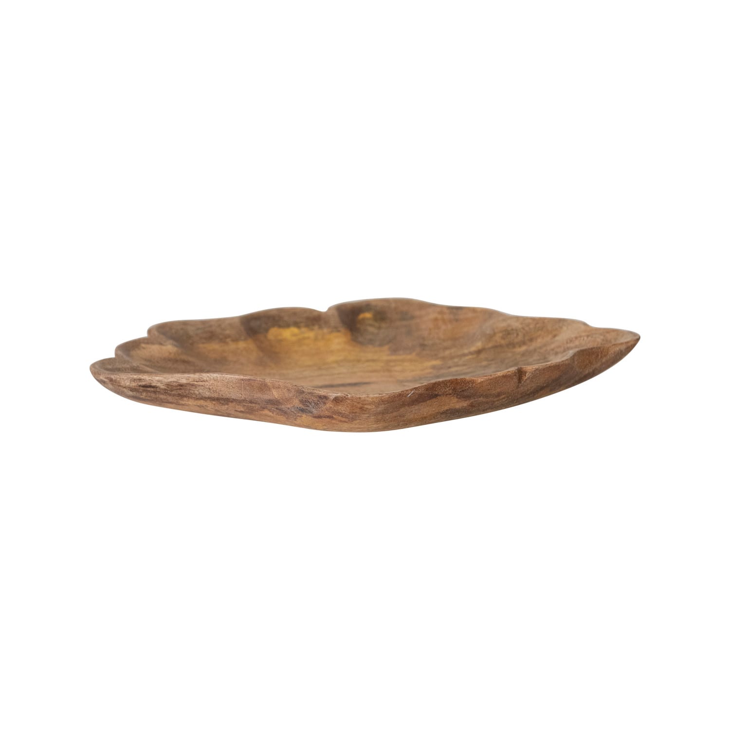 12.25&#x22; Natural Hand-Carved Scalloped Mango Wood Serving Platter