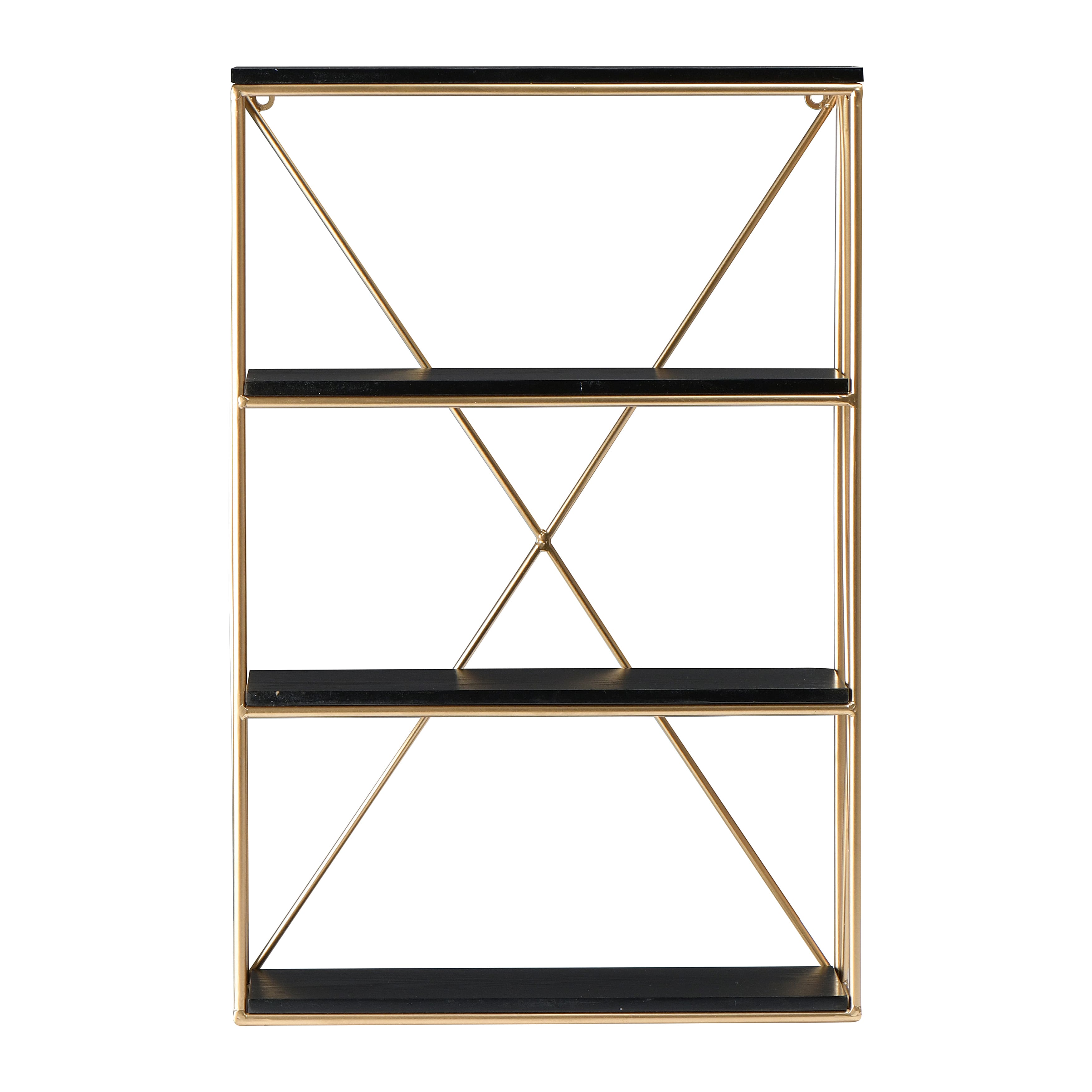 Hello Honey® 24" Wood & Gold Rectangle Wall Shelf