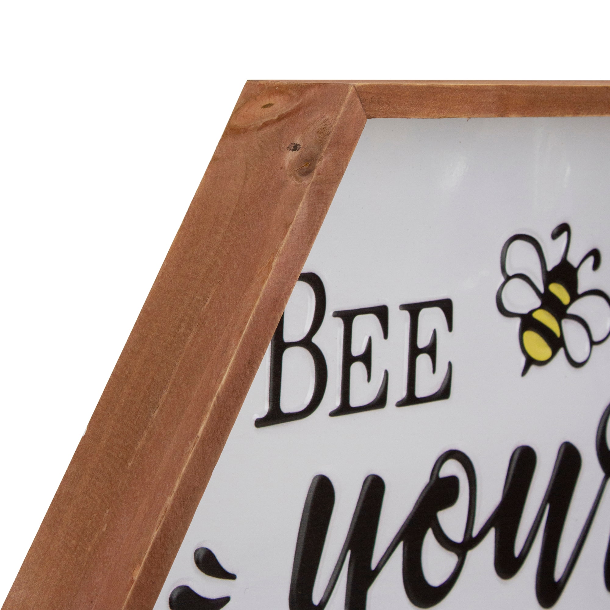 Wooden Framed Bee Yourself Metal Sign Spring Wall &#x26; Tabletop D&#xE9;cor