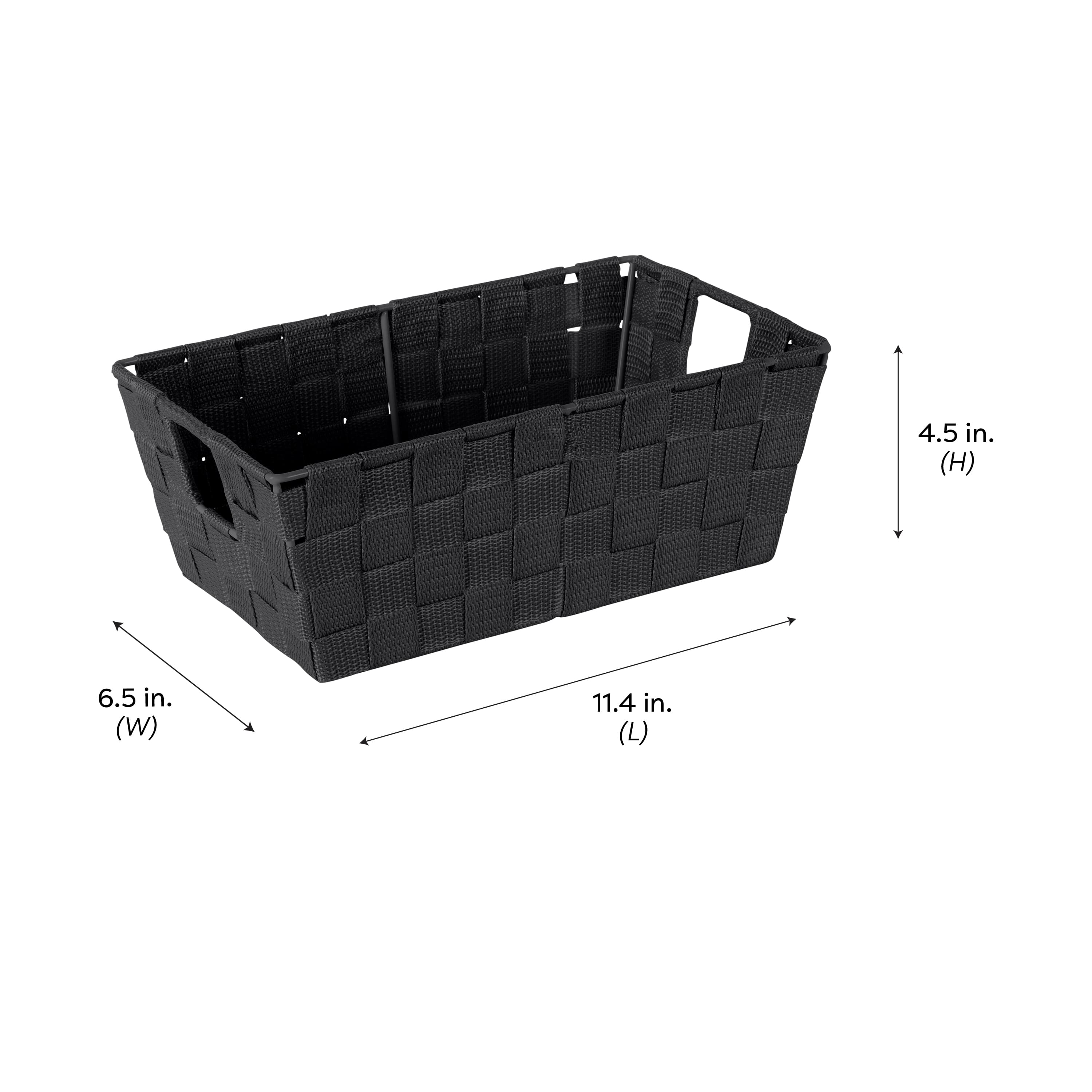 Simplify Small Black Woven Storage Shelf Bin