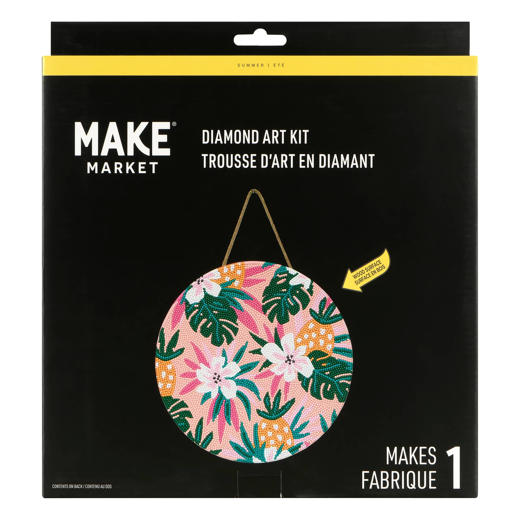 Pineapple &#x26; Floral Wood Plaque Diamond Art Kit by Make Market&#xAE;