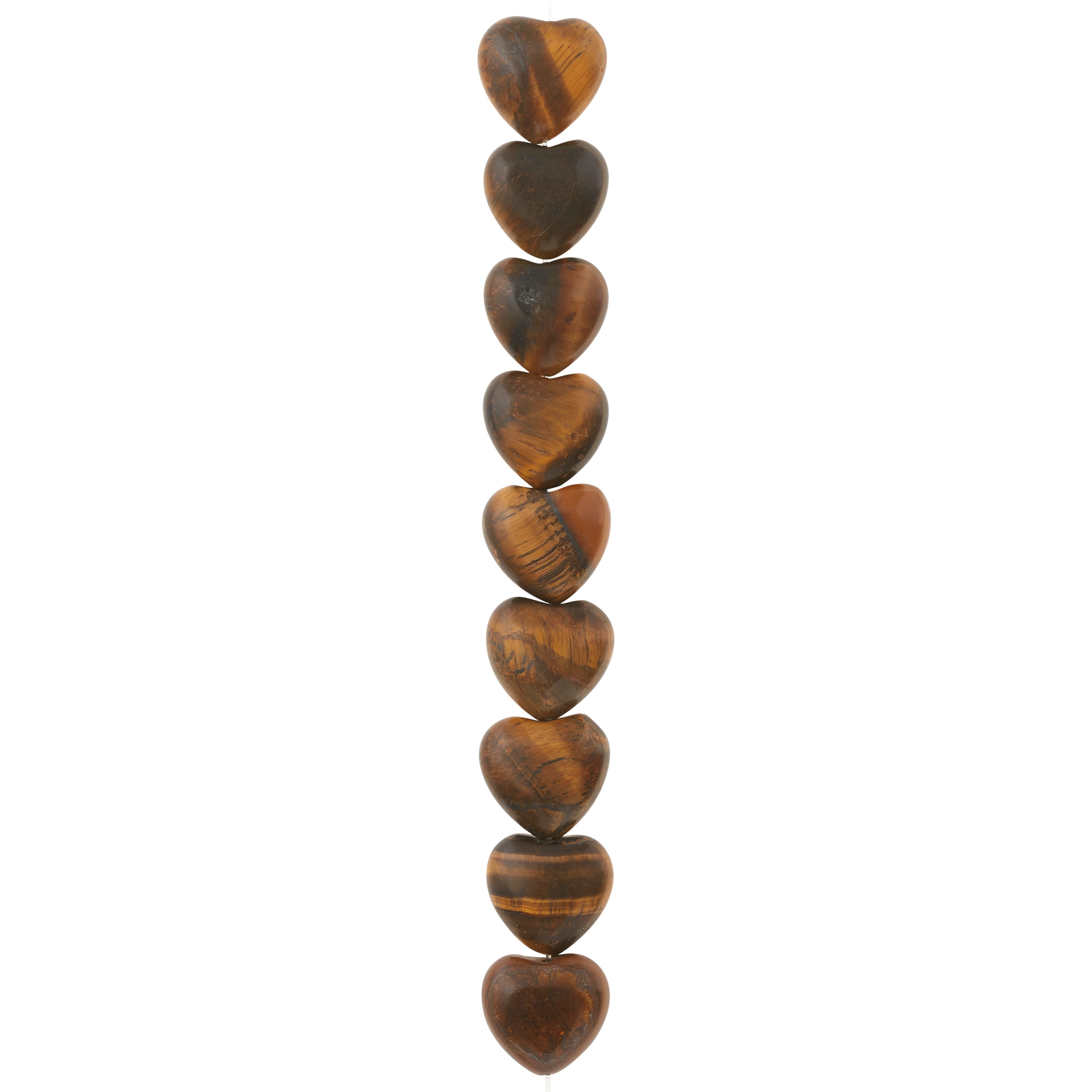 Brown Tiger's Eye Heart Semi-Precious Beads by Bead Landing™, 12mm