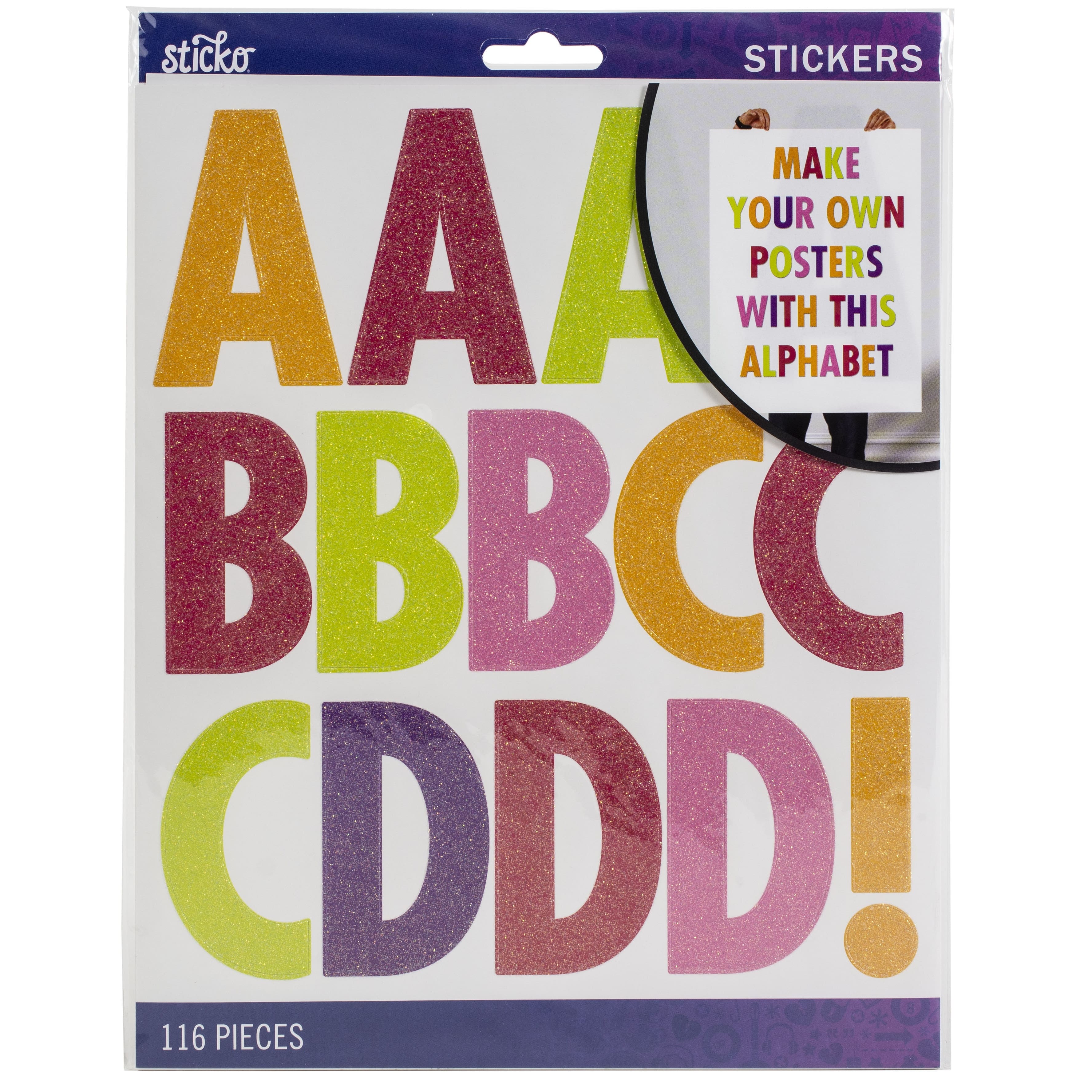 Sticko® Multi Glitter Extra Large Futura Alphabet Stickers Michaels